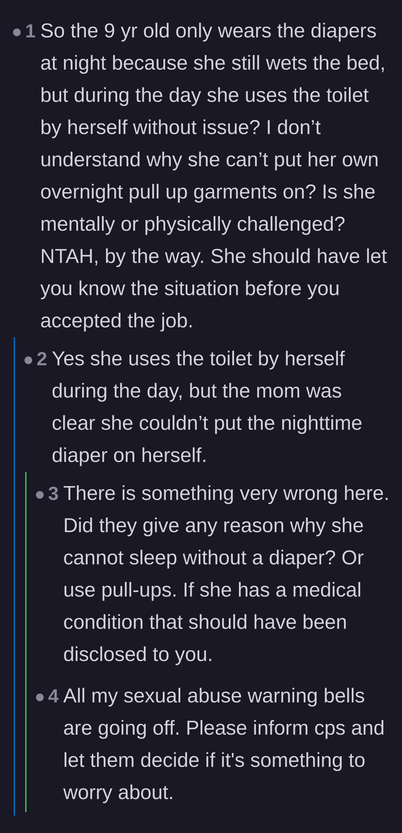 Comment thread 3 - Readers questioning the child's lack of autonomy and raising severe red flags about potential abuse