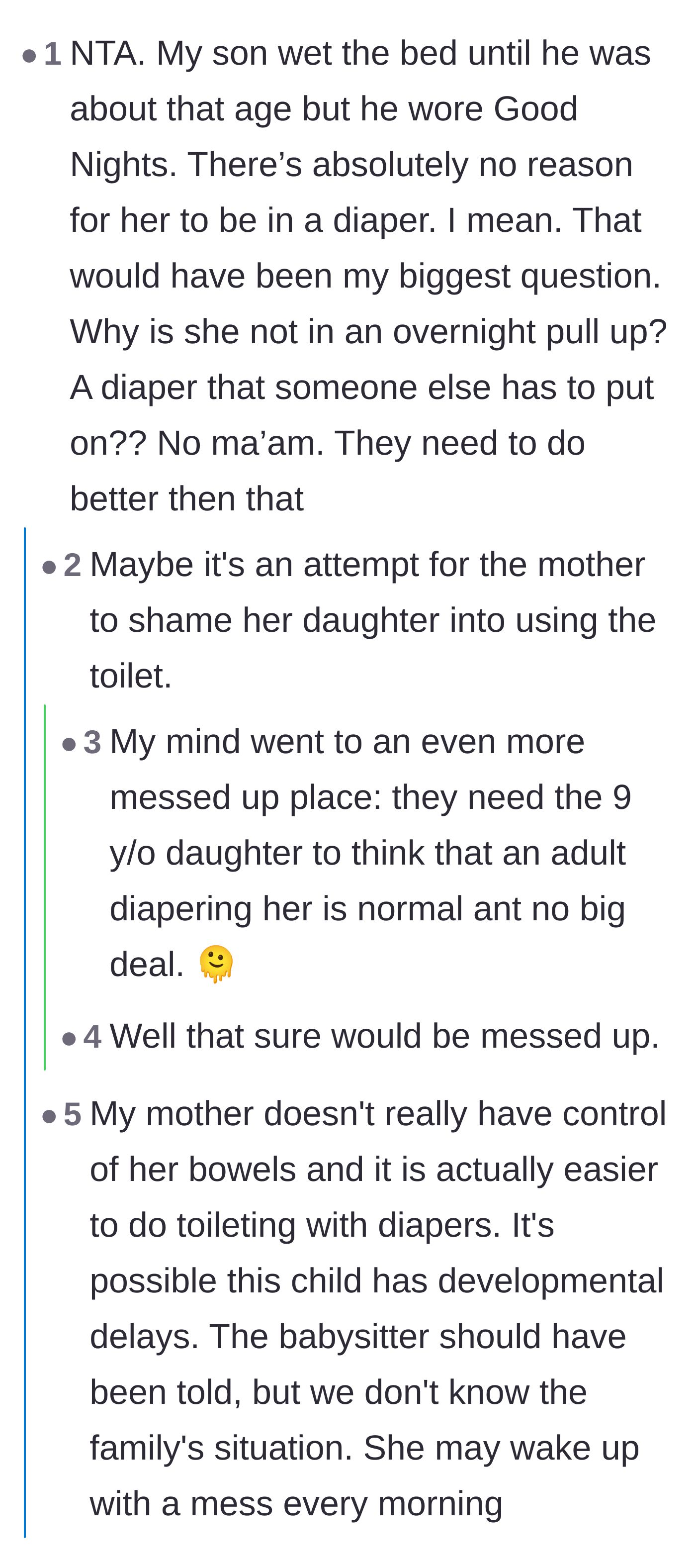 Comment thread 4 - Abuse survivors discussing whether the diapering was a deliberate tactic to shame the child