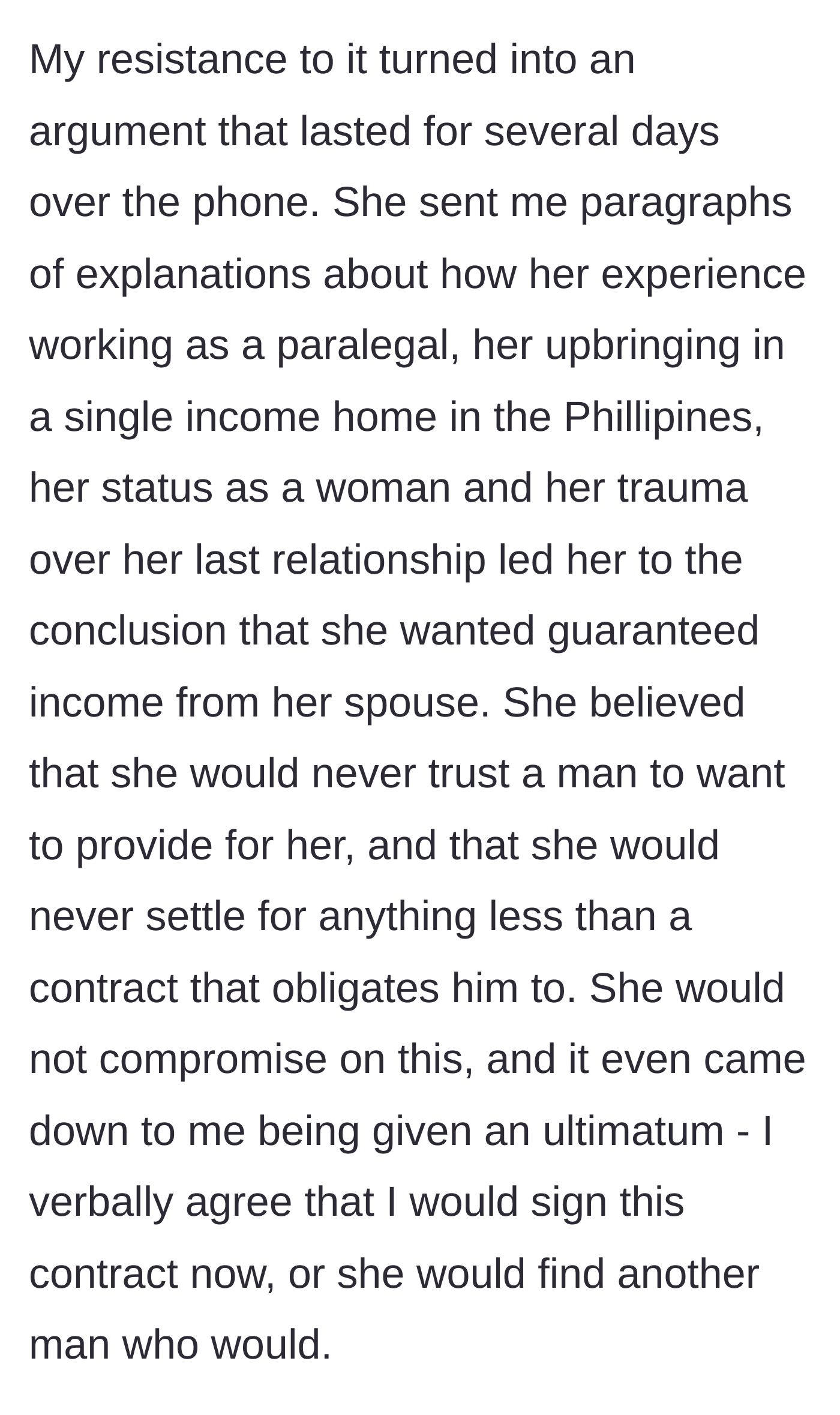 Story part 4 - A woman delivering a harsh ultimatum over the phone, weaponizing her past trauma.