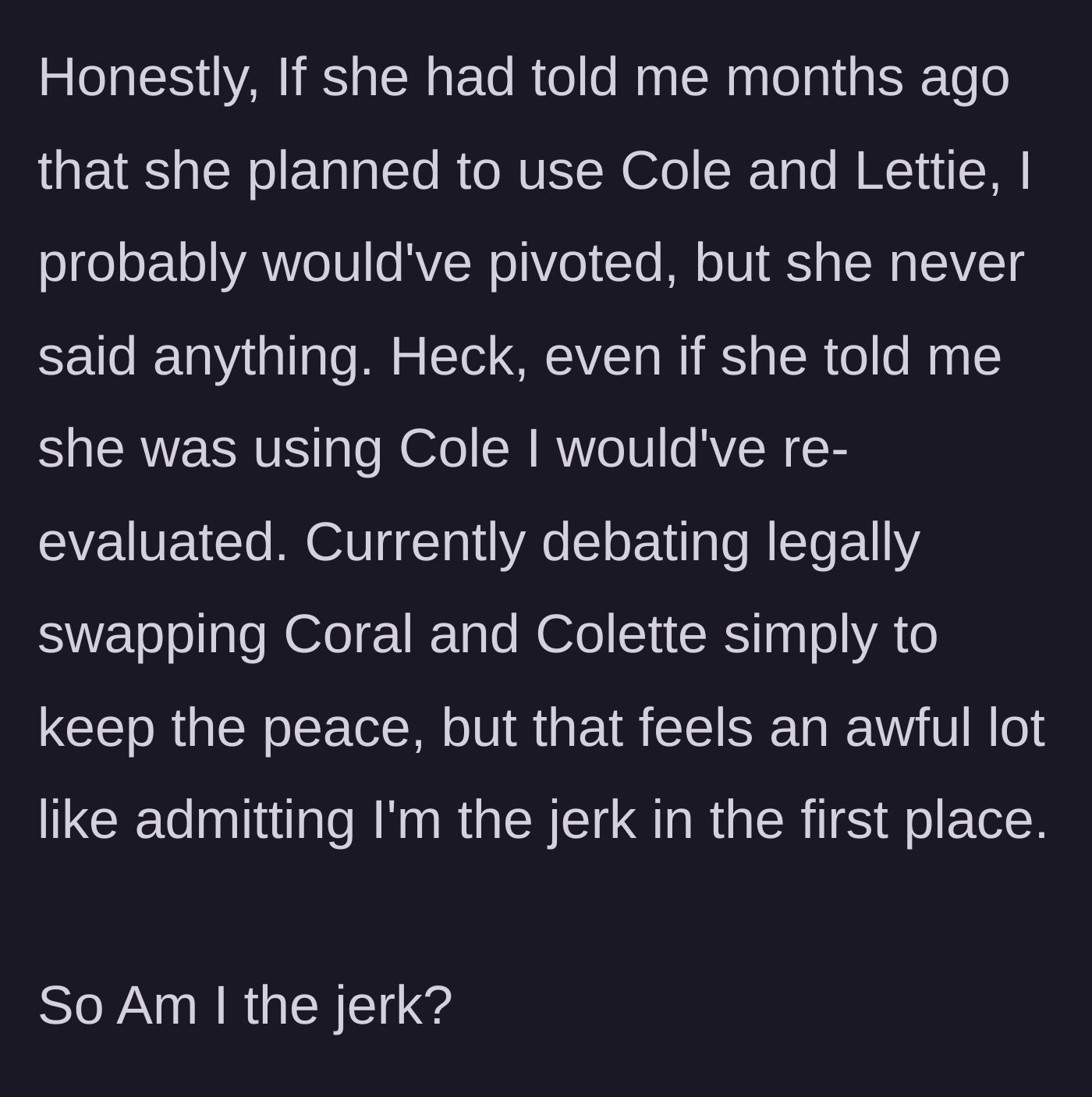 Story part 5 - The younger sister debates legally changing her baby's name just to keep the peace with her furious older sister.
