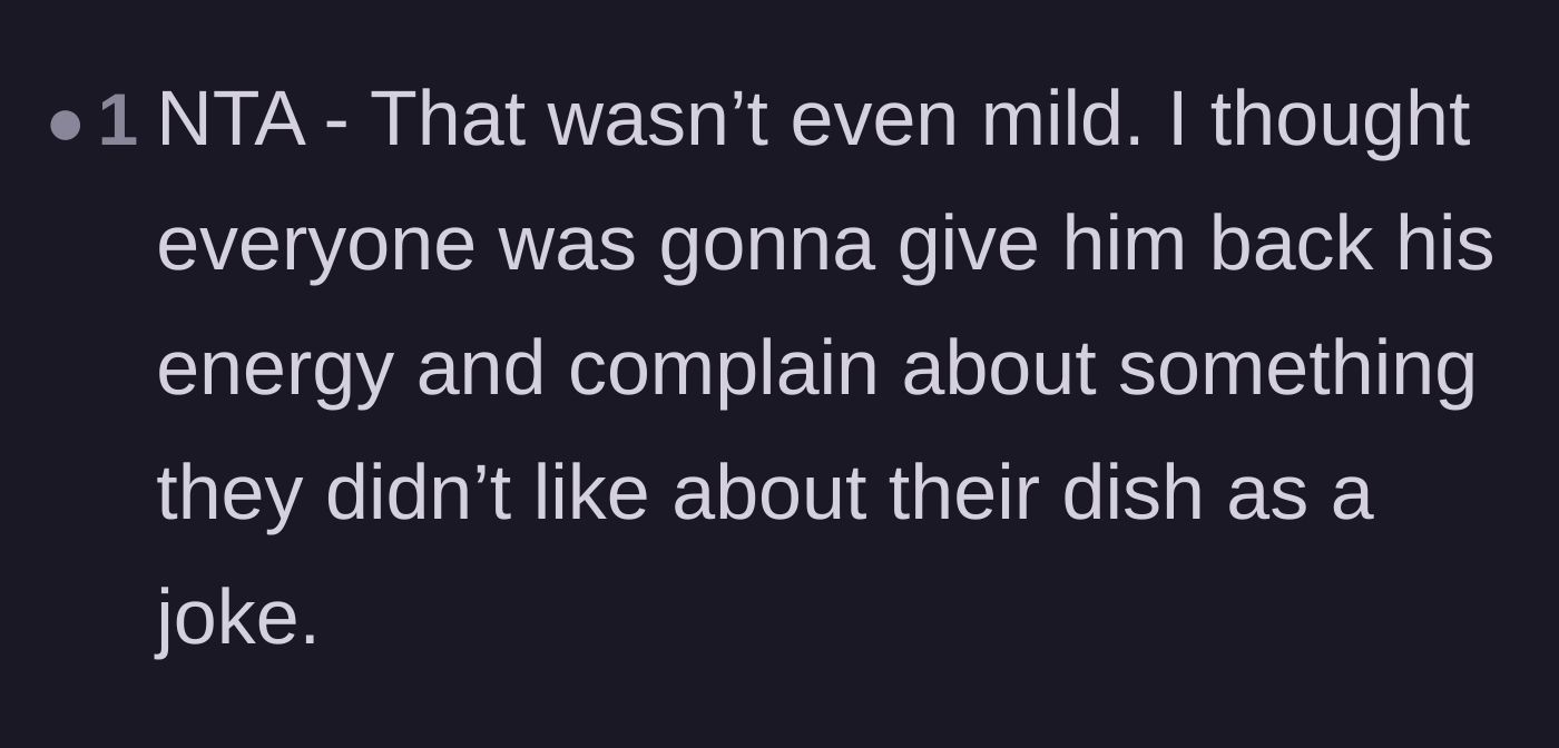Comment thread 6 - Suggesting the whole group should have matched his negative energy as a joke.