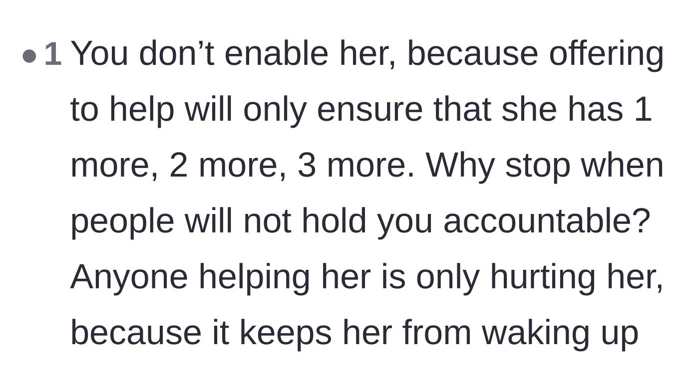 Comment thread 3 - A warning that offering any help will only enable the mother to have more children