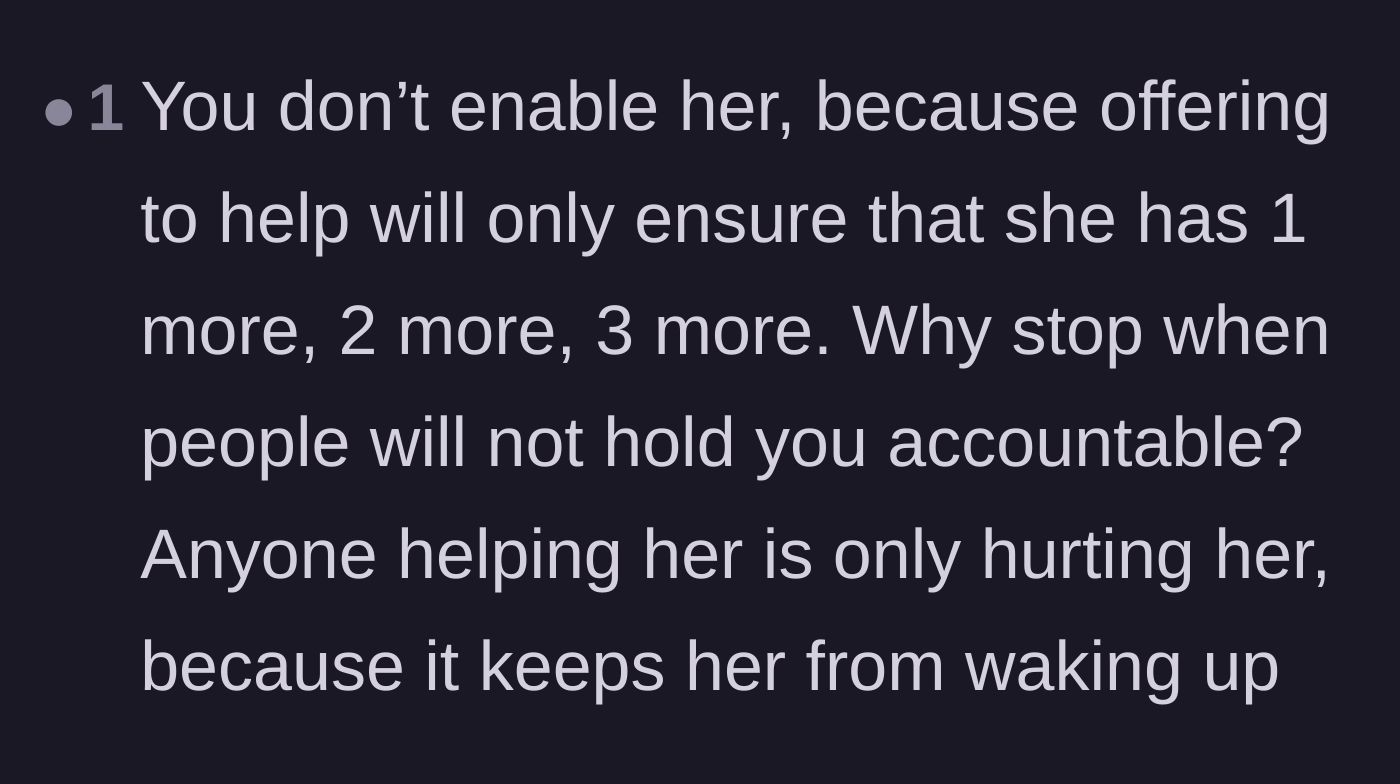 Comment thread 3 - A warning that offering any help will only enable the mother to have more children
