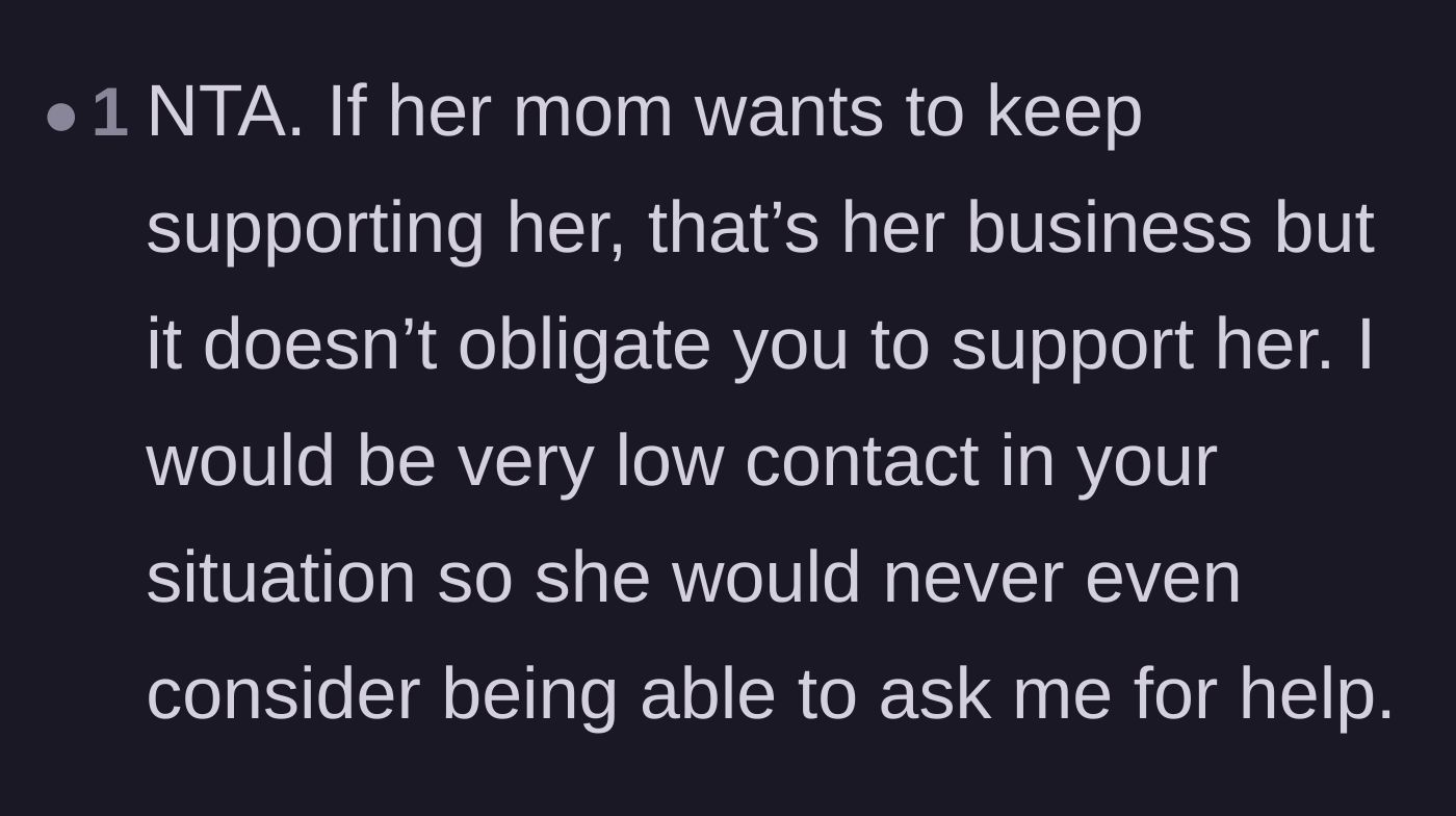 Comment thread 5 - Advice to go low-contact and let the grandmother handle the financial burden she created