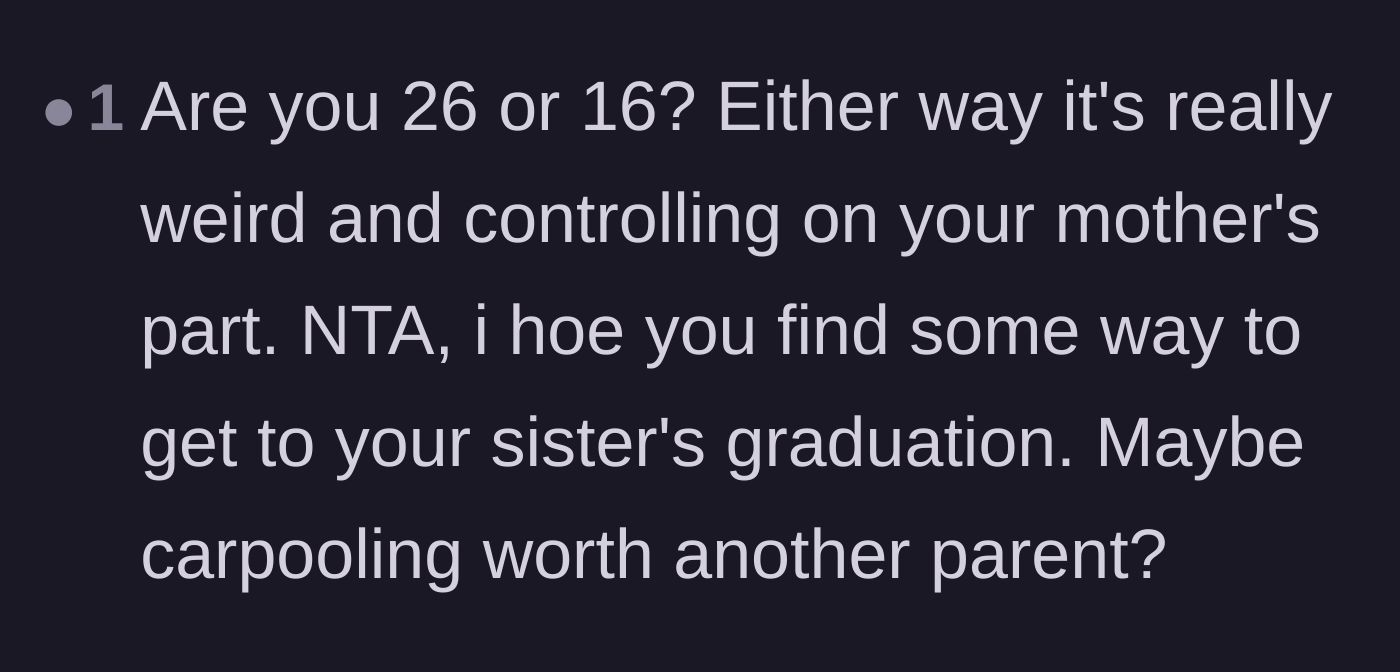 Comment thread 6 - A commenter questioning if the brother is a teenager or an adult due to the mother's bizarrely controlling behavior.