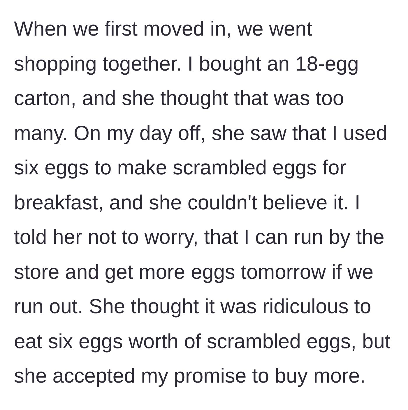 Story part 2 - The six-egg breakfast incident.