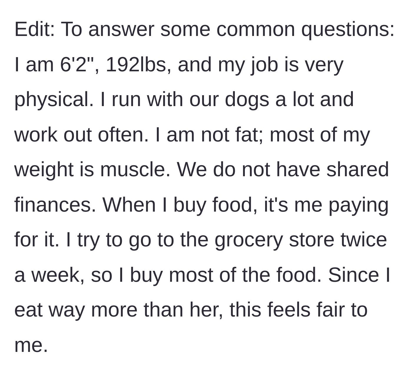 Story part 7 - The edit revealing his physical stats, activity level, and financial arrangement.