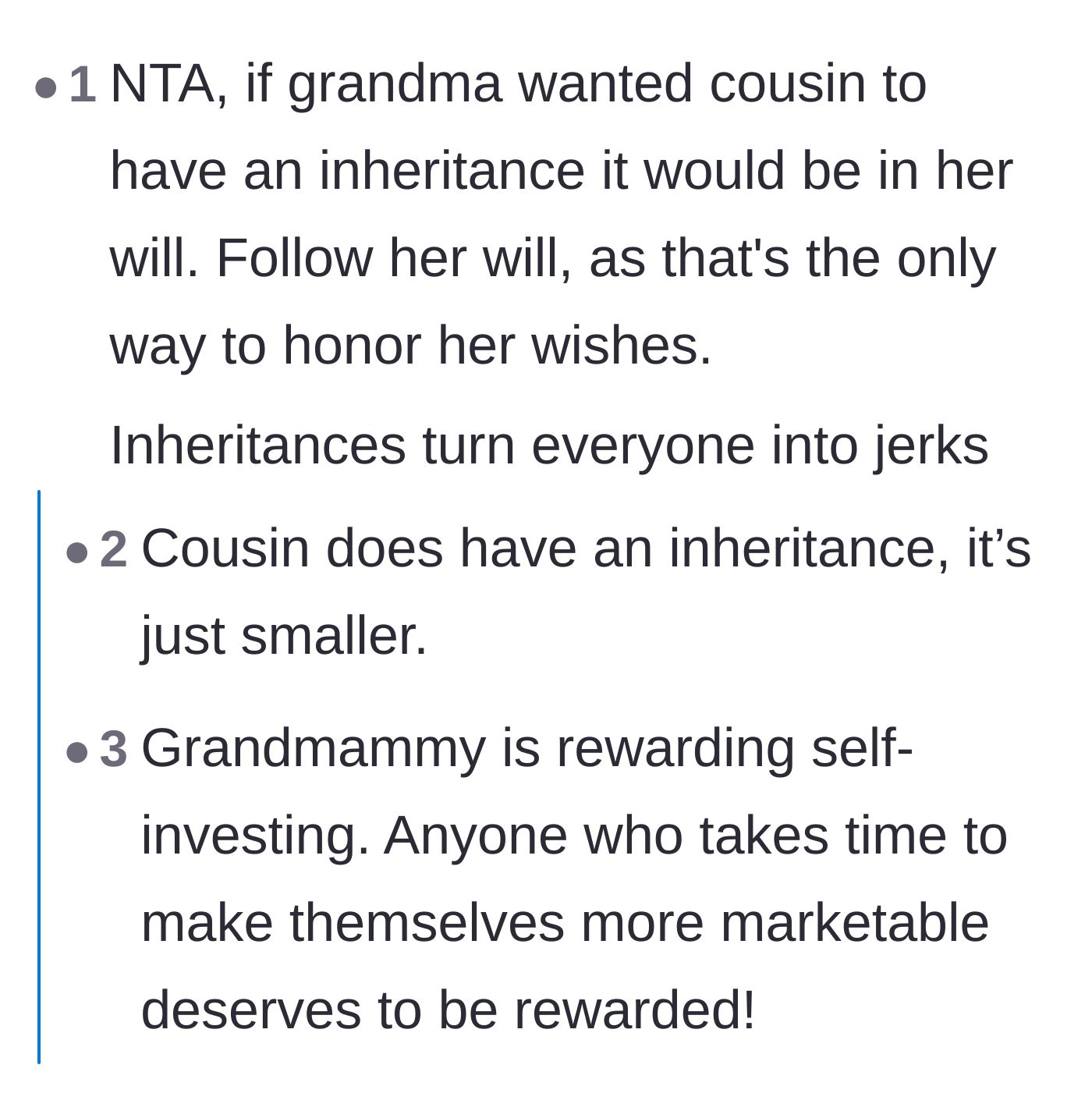 Comment thread 4 - Affirming that honoring the will is the only valid way to respect the grandmother's actual choices