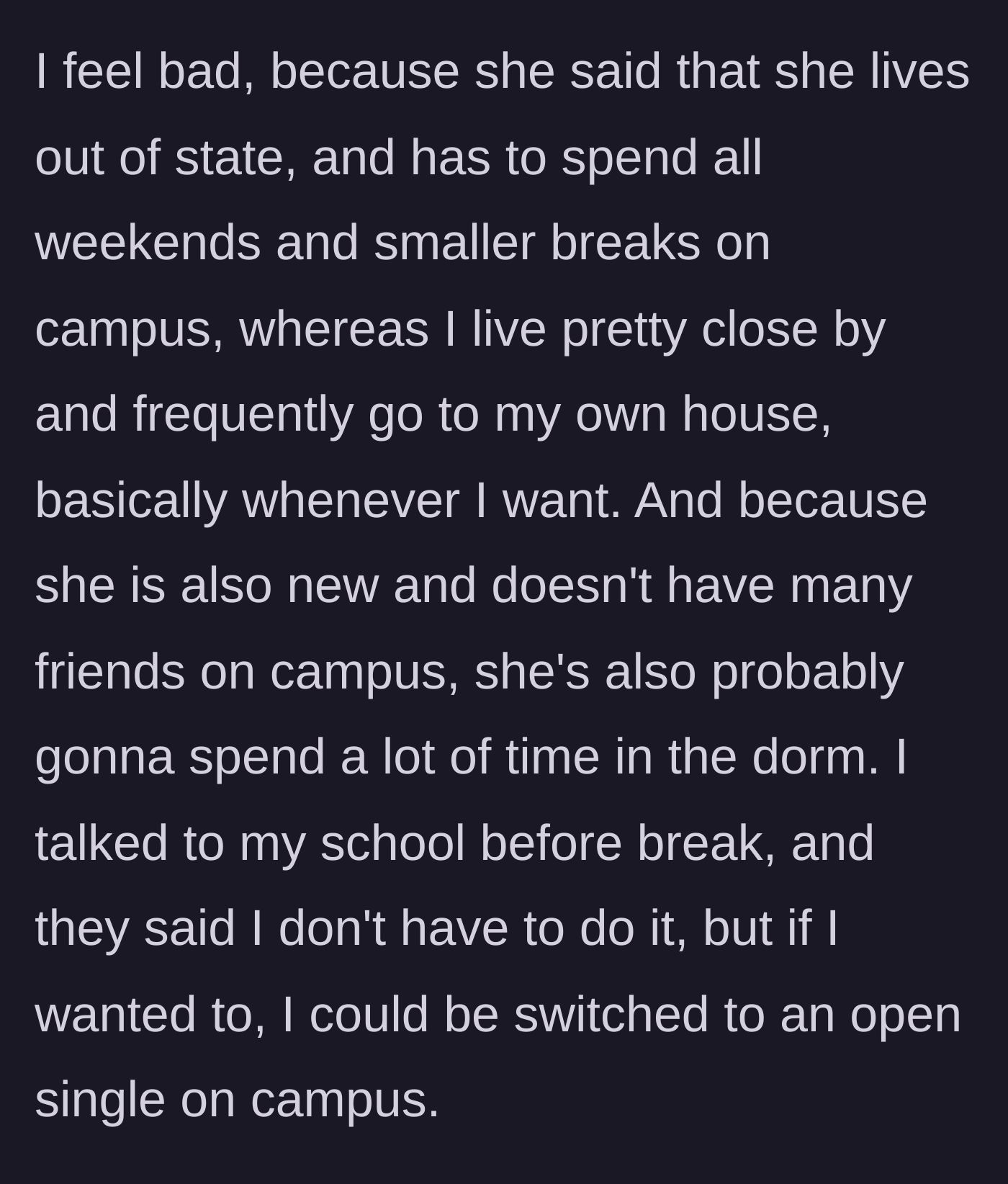 Story part 4 - The main character wrestles with major guilt after the school confirms she has the right to say no.
