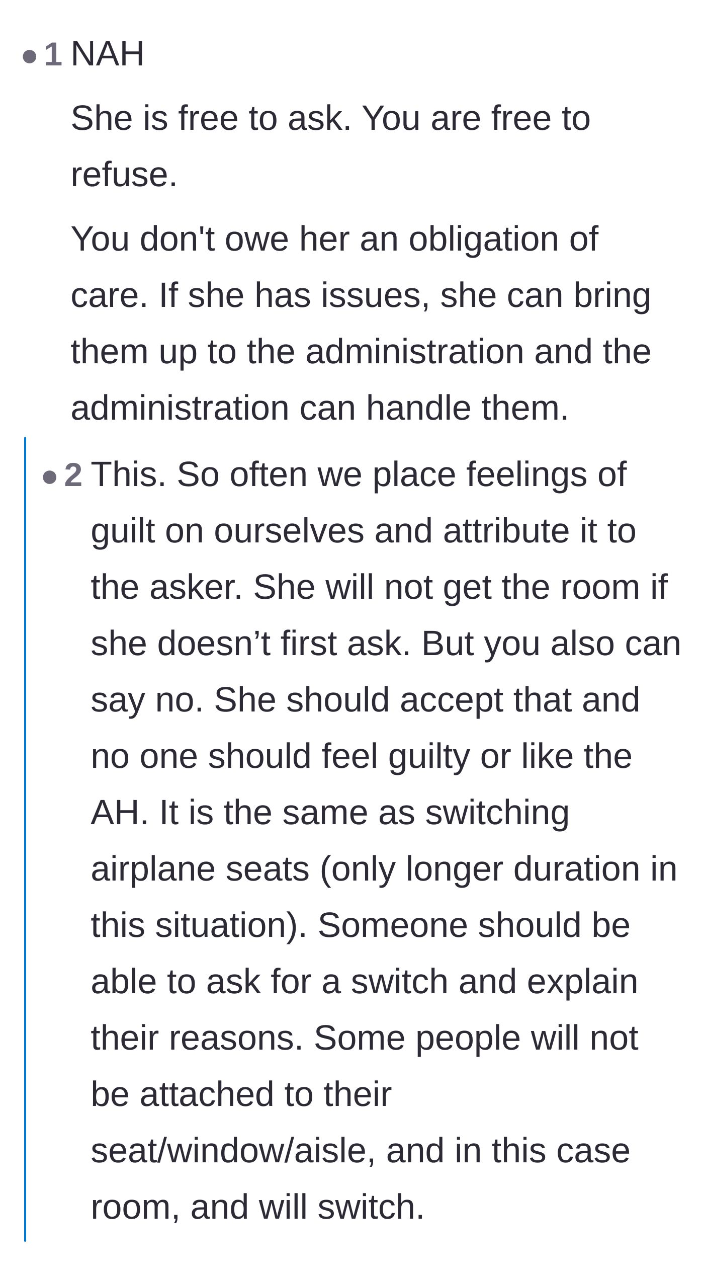 Comment thread 2 - Discussion about the 'Askers vs Guessers' communication styles and shedding the obligation to say yes.