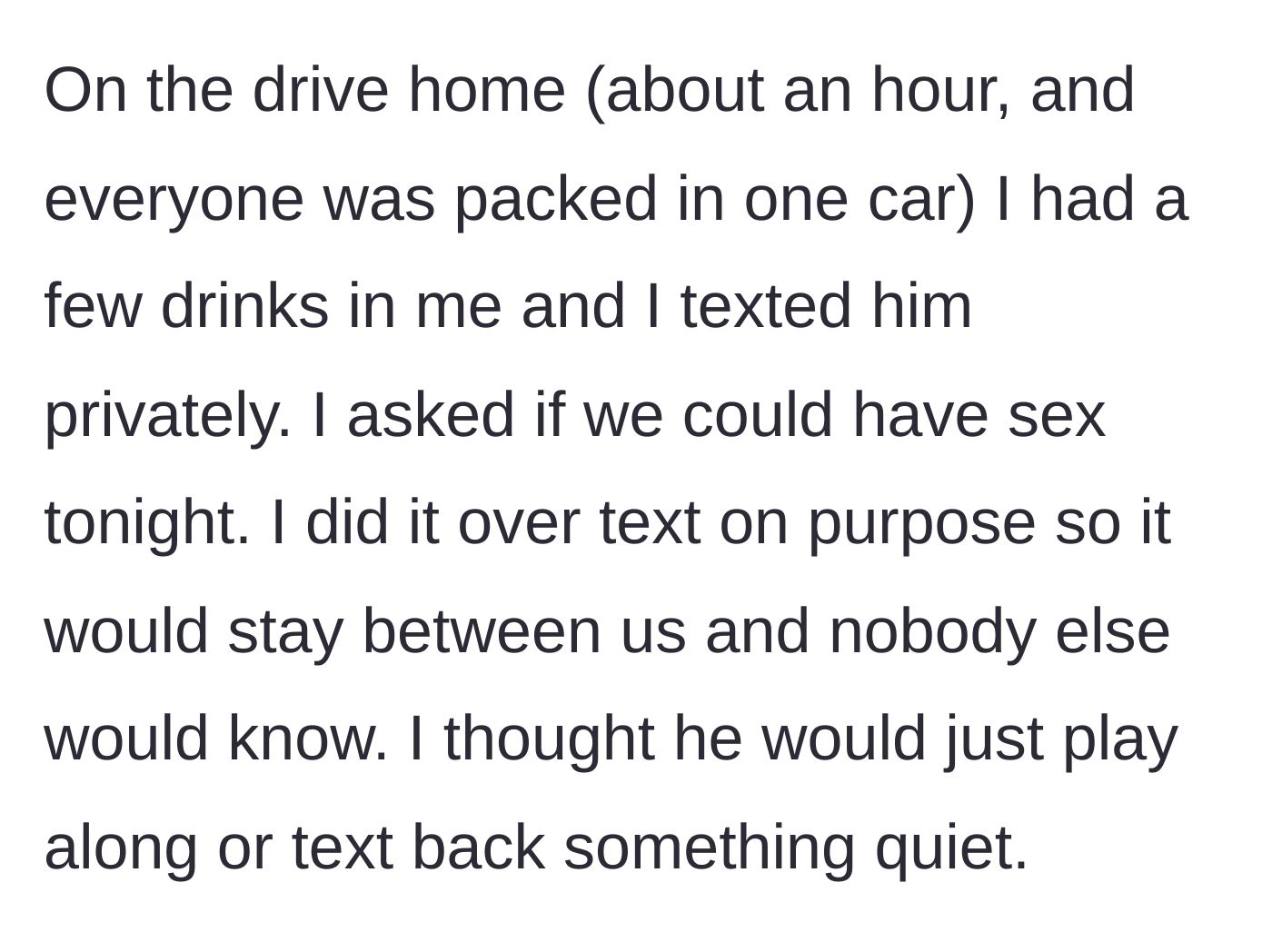 Story part 2 - Girlfriend texting her boyfriend privately in a packed car to ask for intimacy.