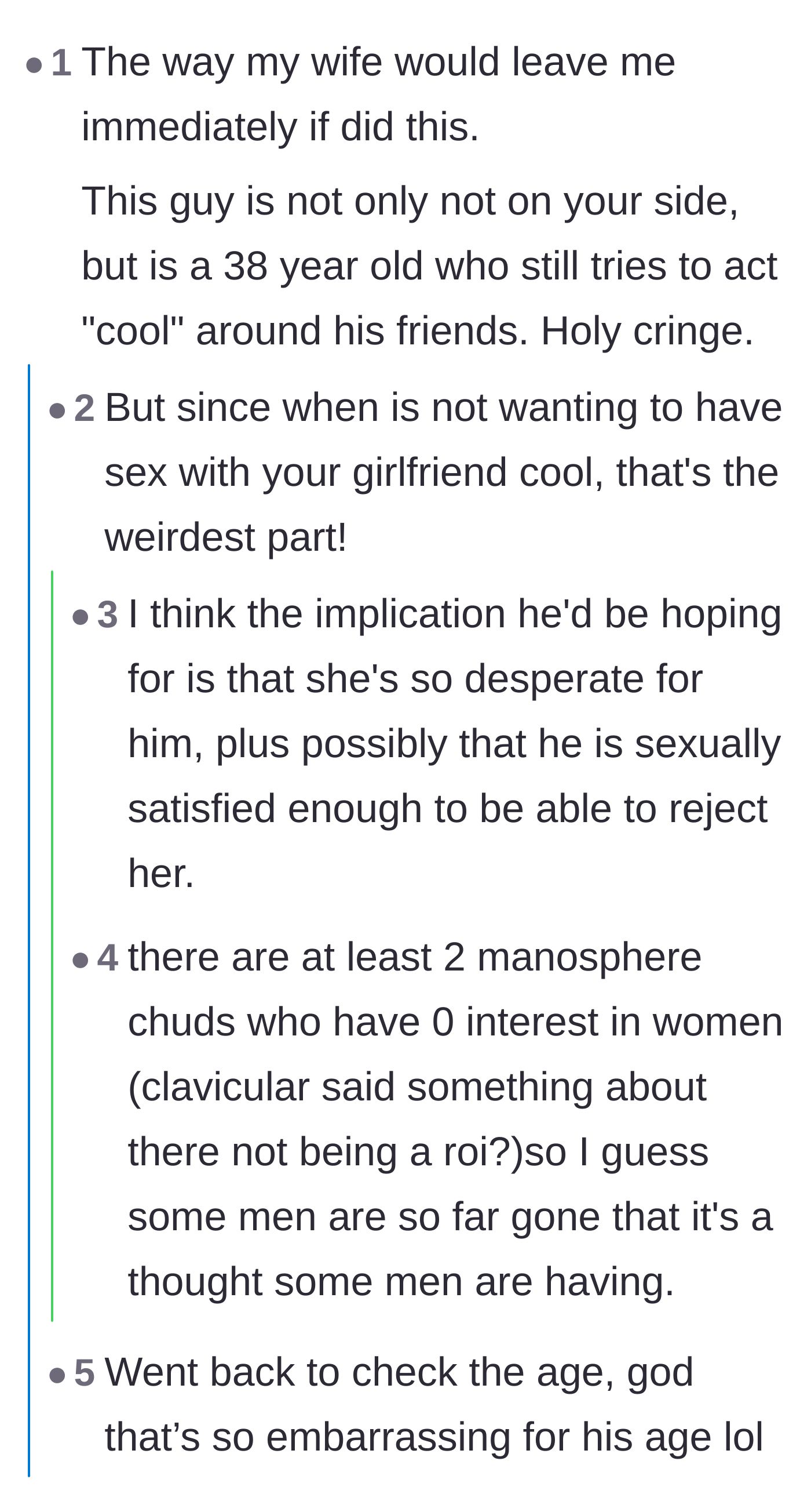 Comment thread 1 - Commenters roasting the 38-year-old boyfriend for acting like a cringe teenager trying to impress his buddies.