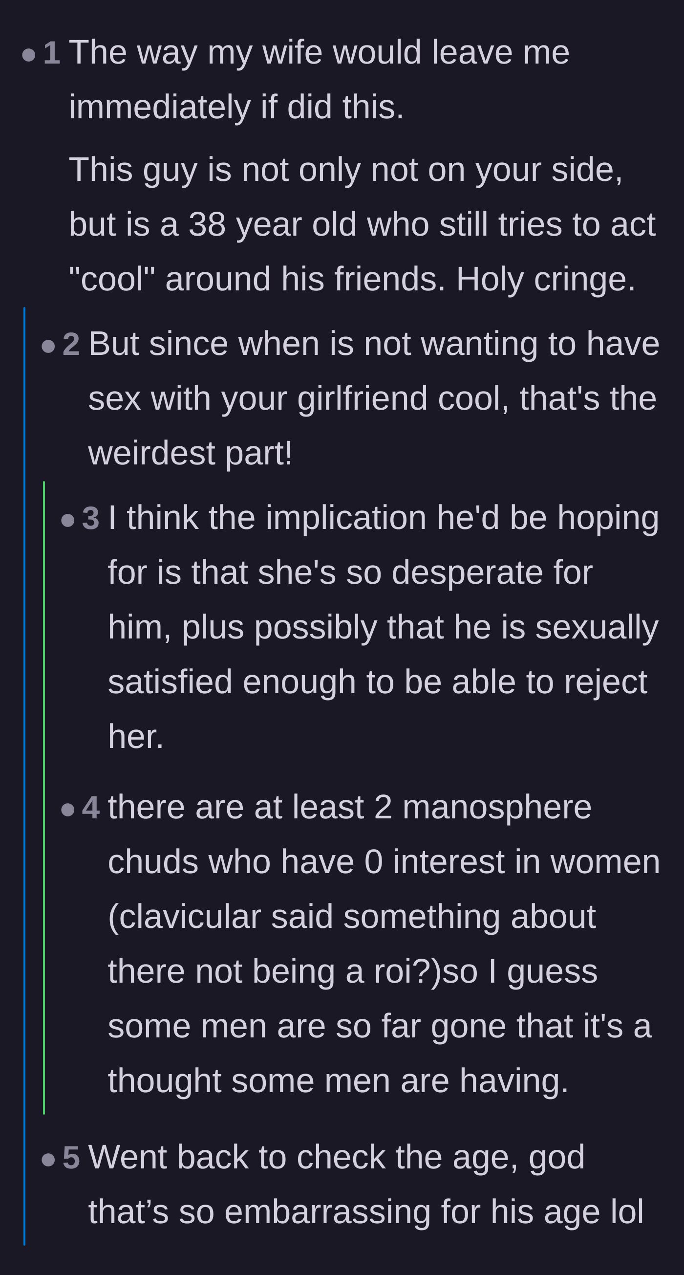 Comment thread 1 - Commenters roasting the 38-year-old boyfriend for acting like a cringe teenager trying to impress his buddies.
