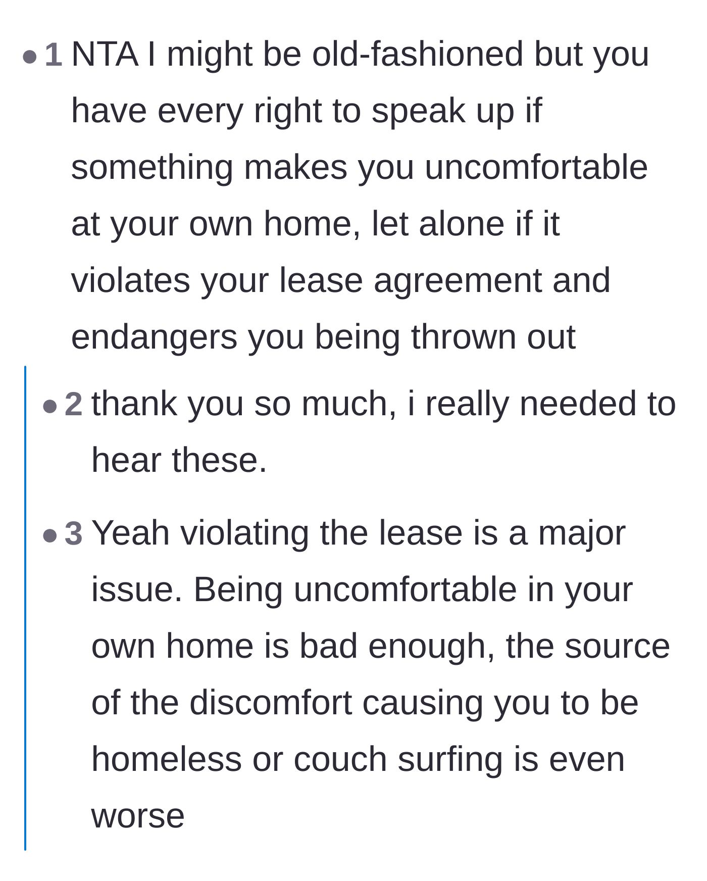Comment thread highlighting the severe risk of being evicted due to the roommate handing out an unauthorized key