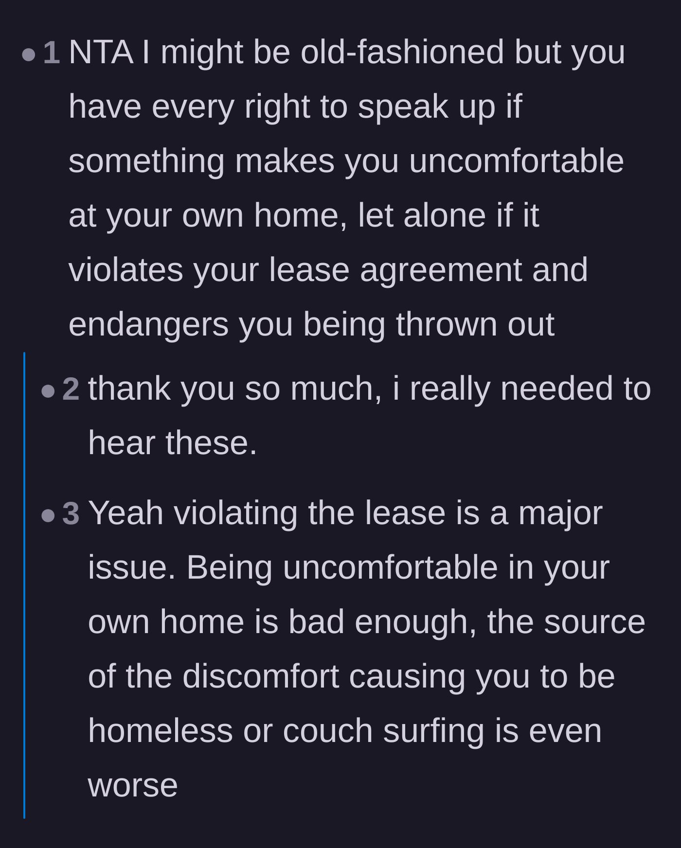 Comment thread highlighting the severe risk of being evicted due to the roommate handing out an unauthorized key