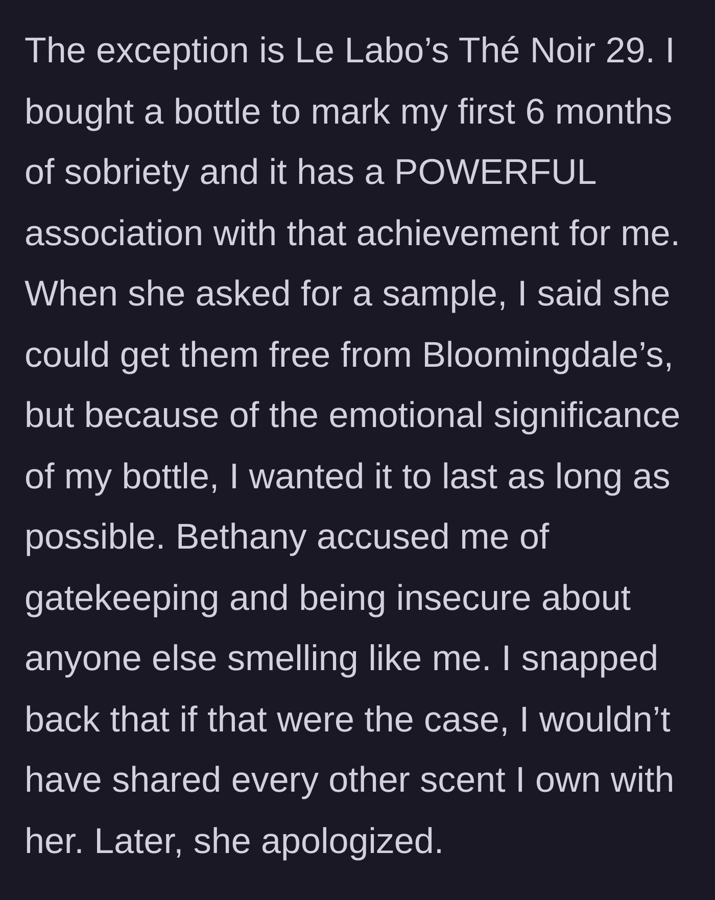 Story part 2 - The friend demanding a sample of a highly sentimental milestone perfume and calling the owner insecure for saying no.
