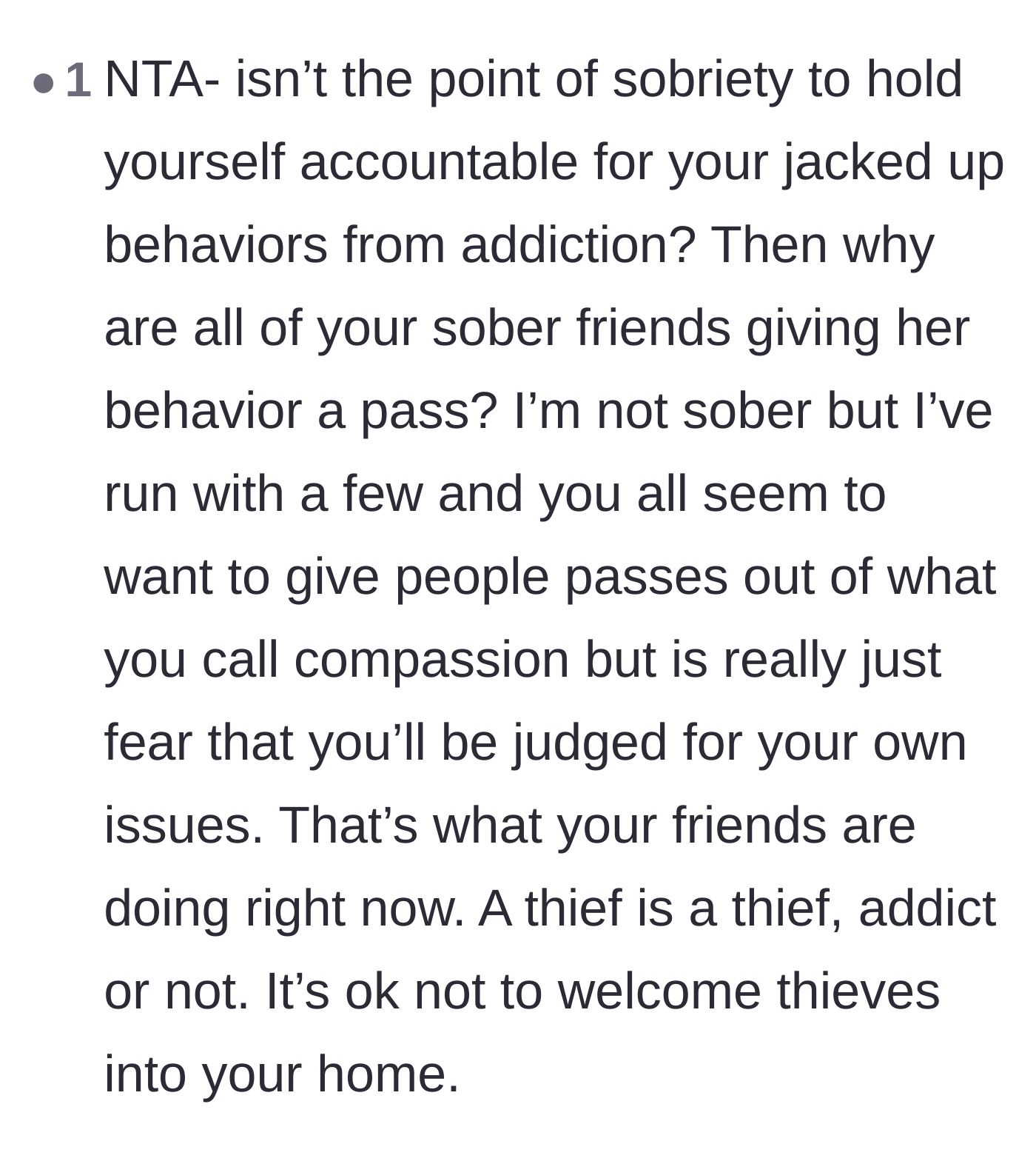 Comment thread 1 - Pointing out the hypocrisy of the friend group enabling her behavior instead of holding her accountable.