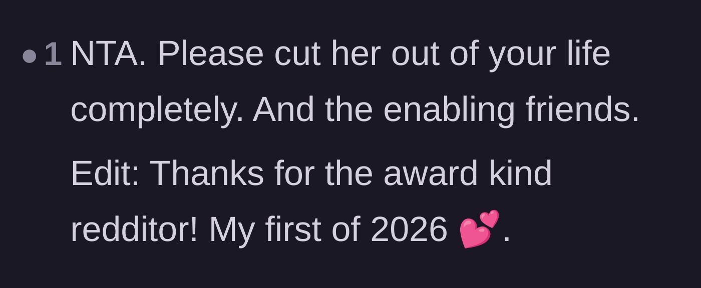 Comment thread 4 - Advice to immediately cut off the thief and the enabling friends who support her.
