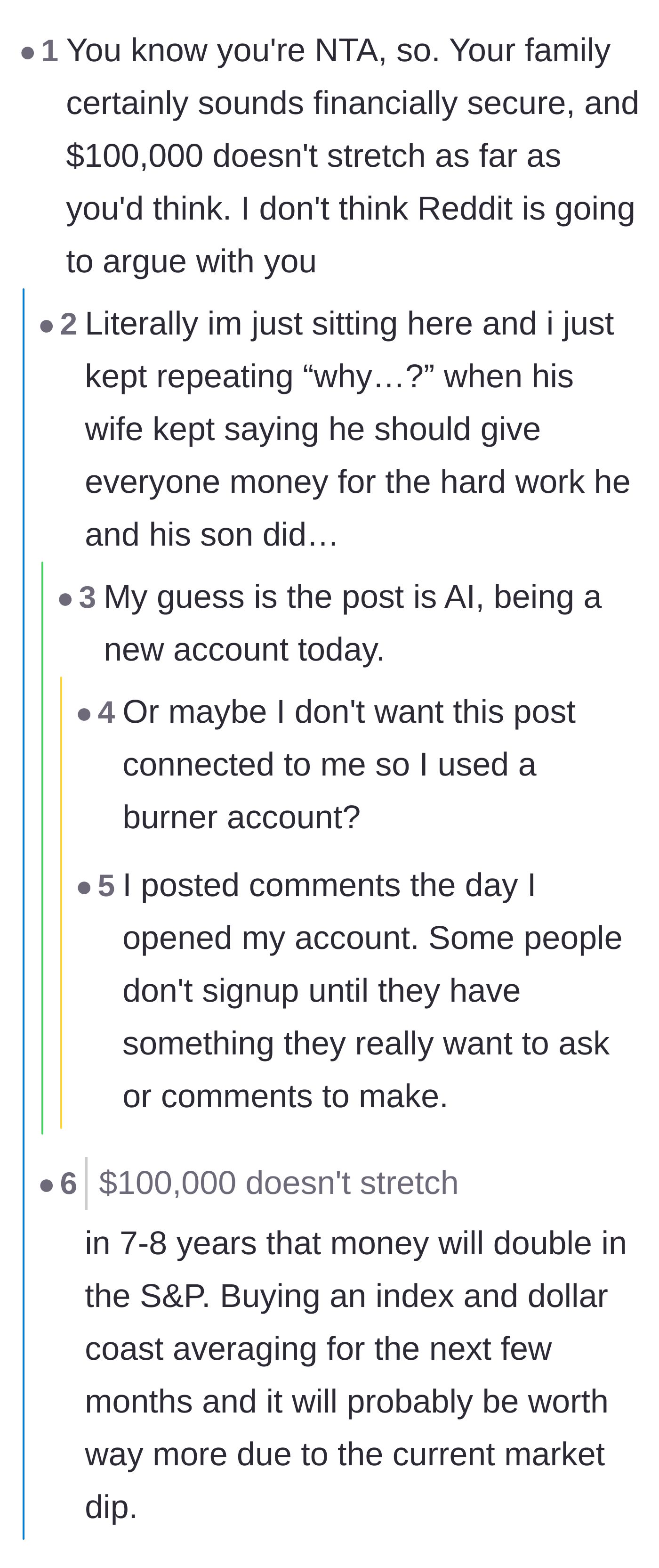 Comment thread 1 - Commenters validate the author's strict math and compare the family's entitlement to the fable of The Little Red Hen.