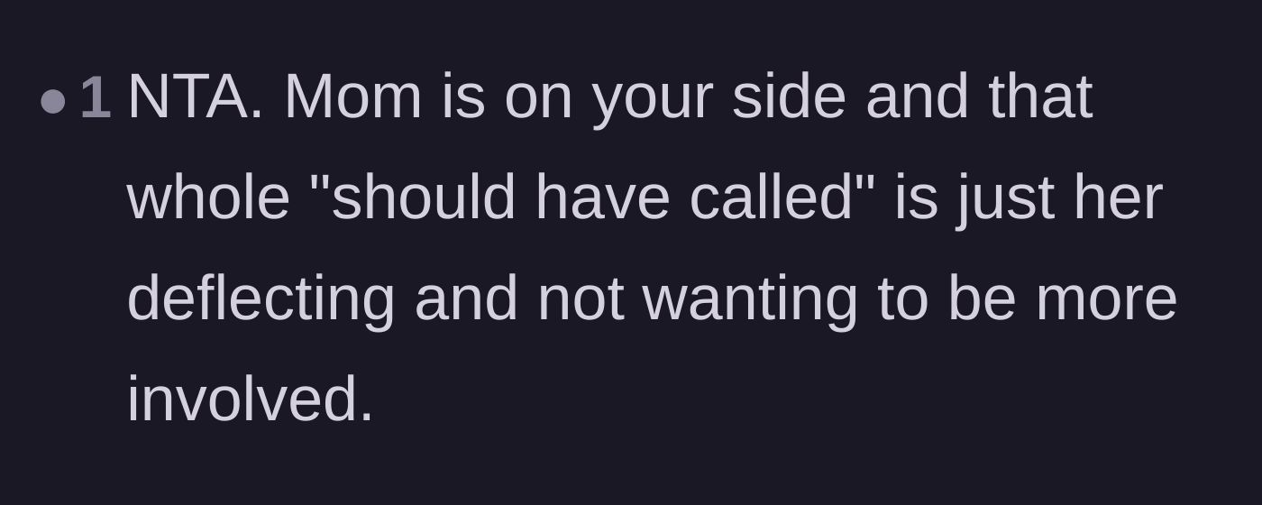 Comment thread 6 - A commenter argues the mother's critique about texting versus calling was just a lazy deflection to avoid getting involved.