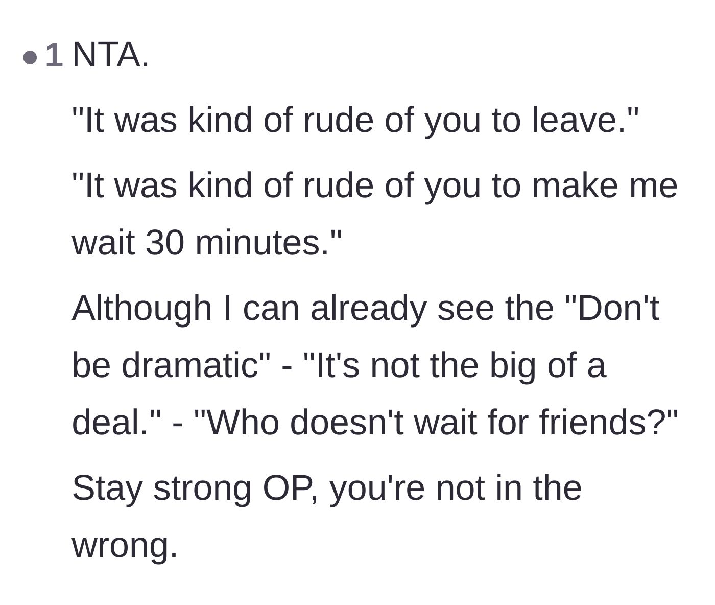 Comment thread 4 - A comment flipping the script on the friends' rude behavior and predicting their manipulative excuses.