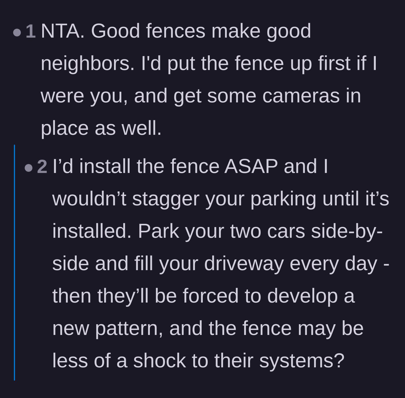 Comment thread 1 - Readers advising the homeowner to build a fence and install cameras, alongside a debate about the outrageous costs of modern fencing.