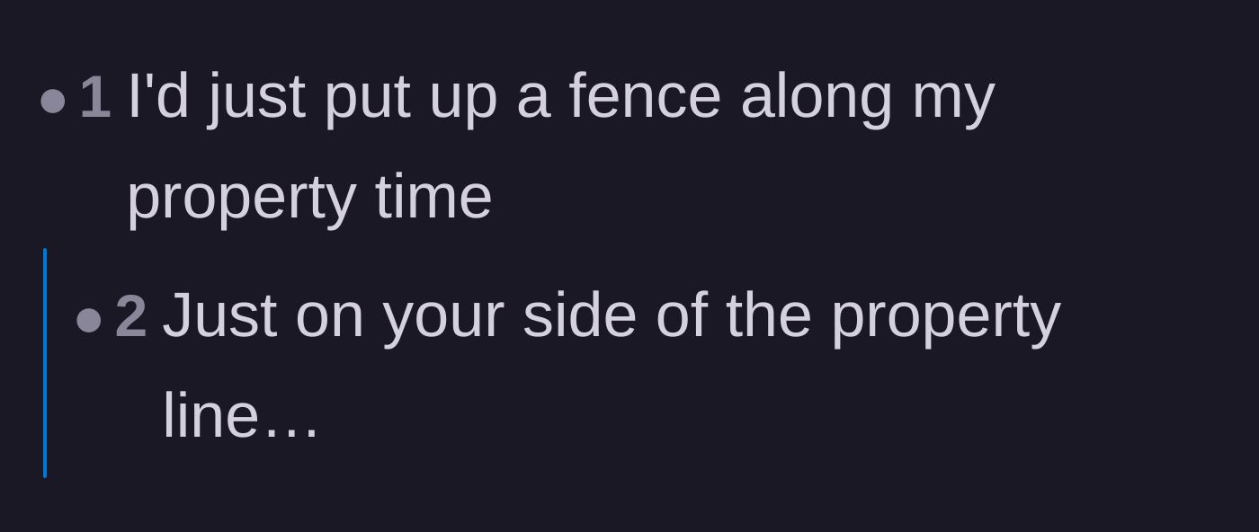 Comment thread 6 - A brief exchange reminding the homeowner to ensure the new fence is built strictly on their side of the property line.