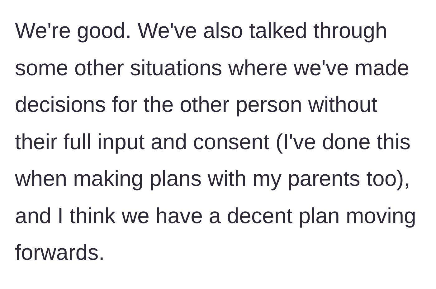 Story part 9 - They agree on a plan moving forward and acknowledge past mistakes on both sides.