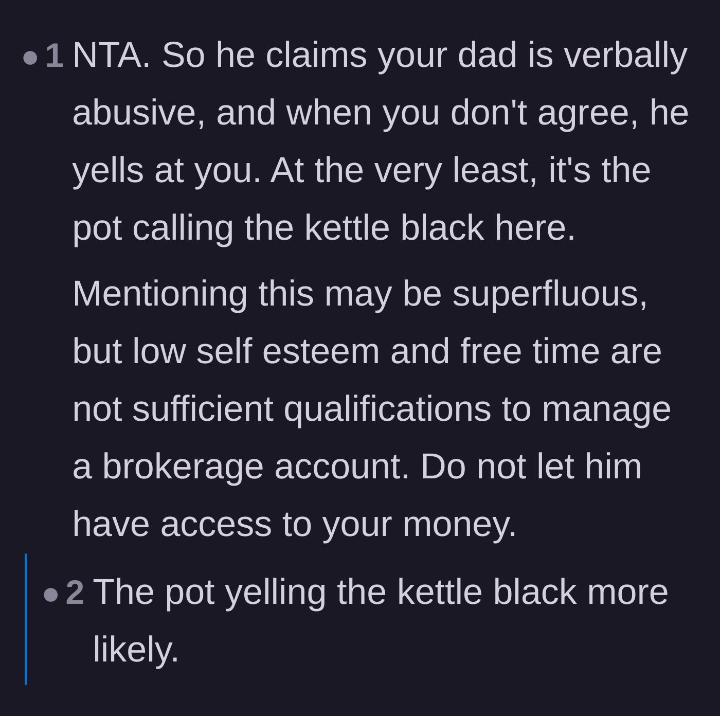 Comment thread 3 - Highlighting the irony of the brother being verbally abusive while complaining about verbal abuse.