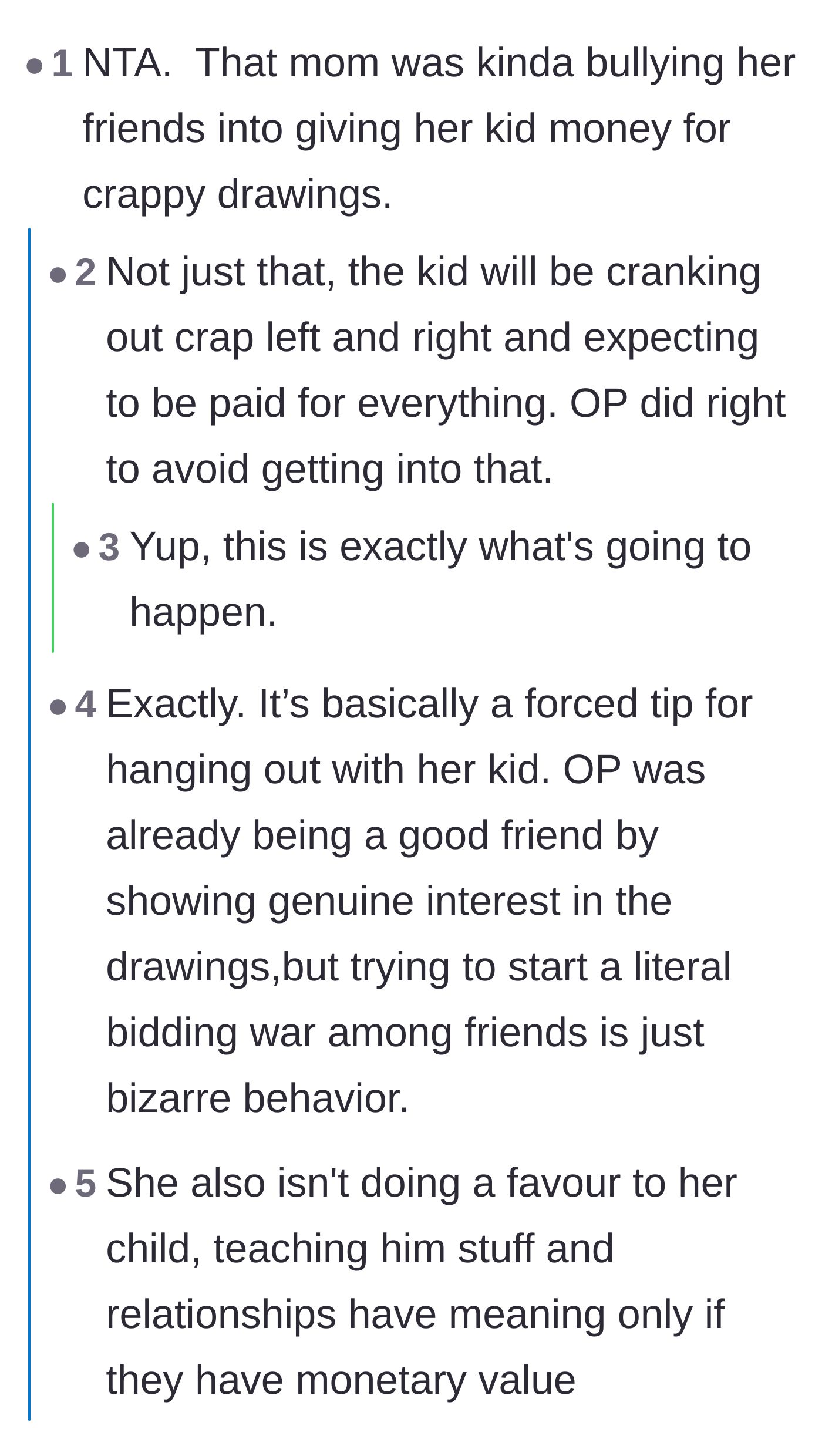 Comment thread 1 - Discussing how the mother's bidding war encourages toxic hustle culture and monetizing every hobby.