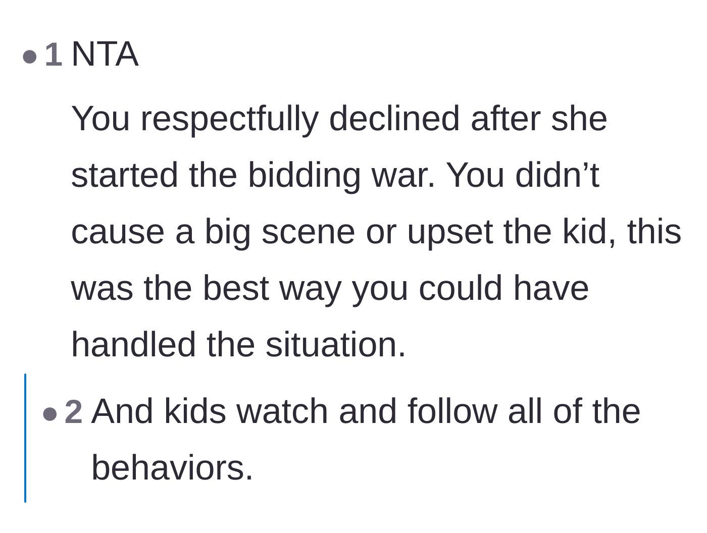 Comment thread 2 - Praising the author for calmly walking away from the situation without causing a scene.