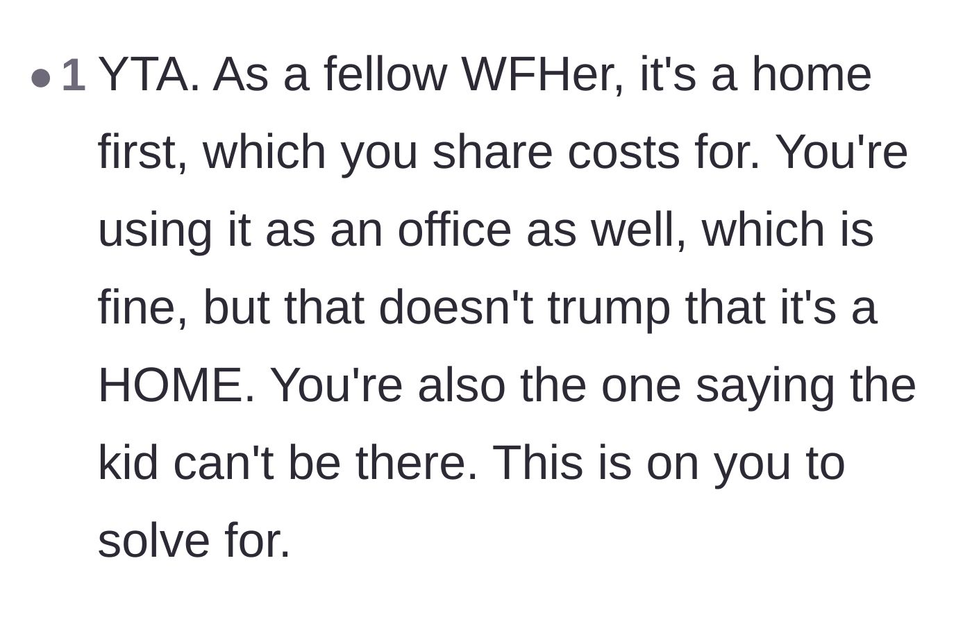 Comment thread 3 - A fellow remote worker arguing that a shared house is a home first and an office second.