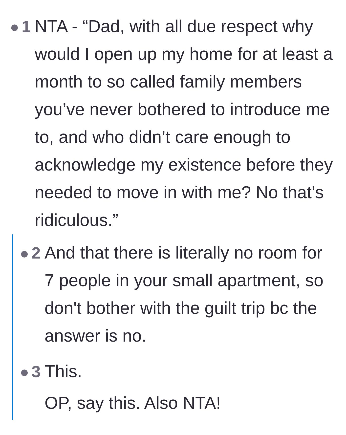 Comment thread 3 - Providing a perfect script for OP to text their dad to set firm boundaries.