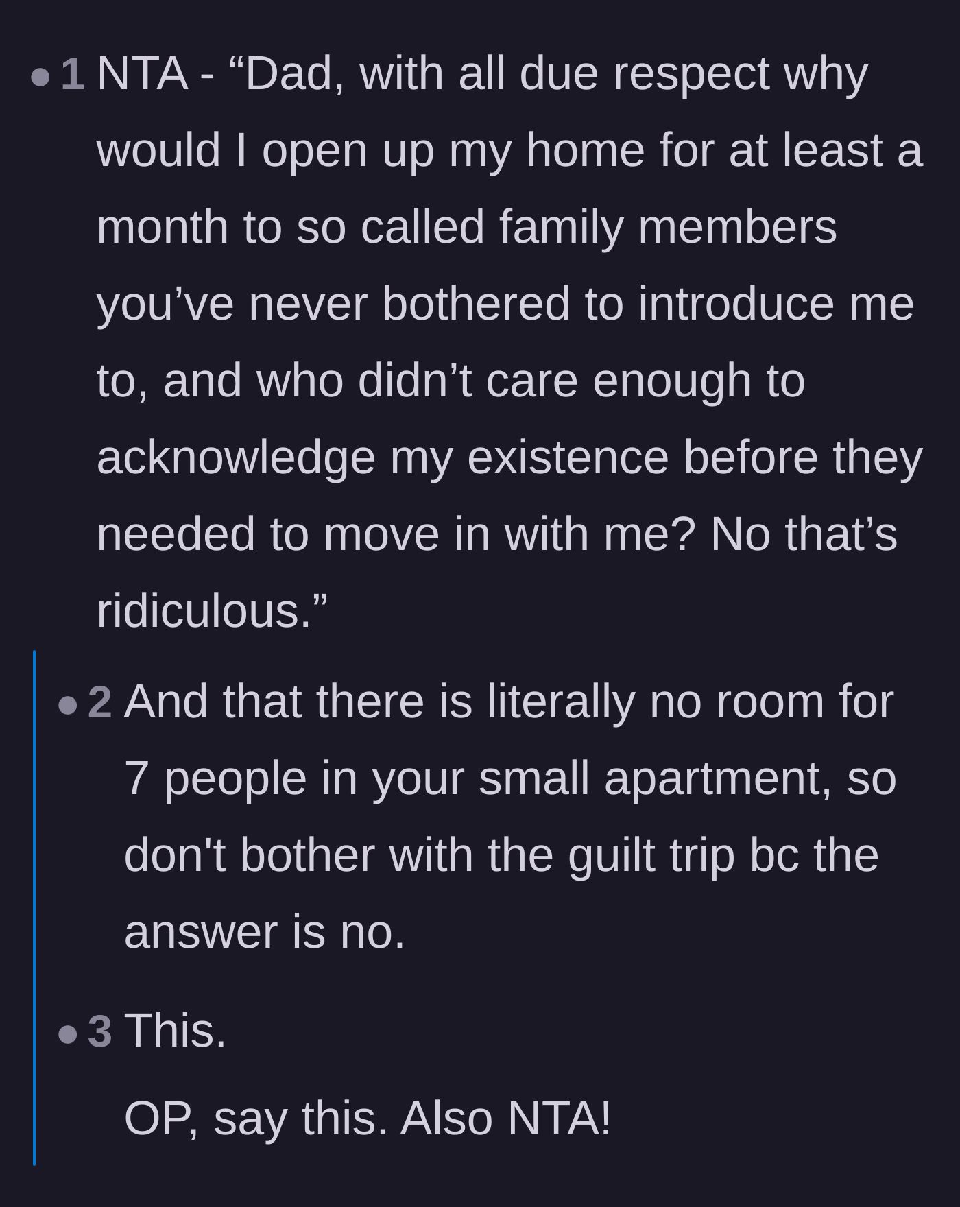 Comment thread 3 - Providing a perfect script for OP to text their dad to set firm boundaries.