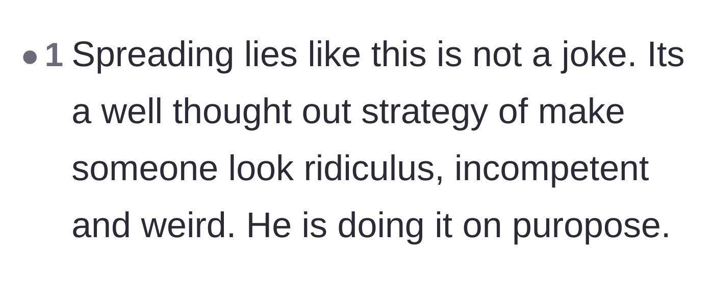 Comment thread 2 - A user pointing out that Victor's lies are a calculated strategy to humiliate the author.