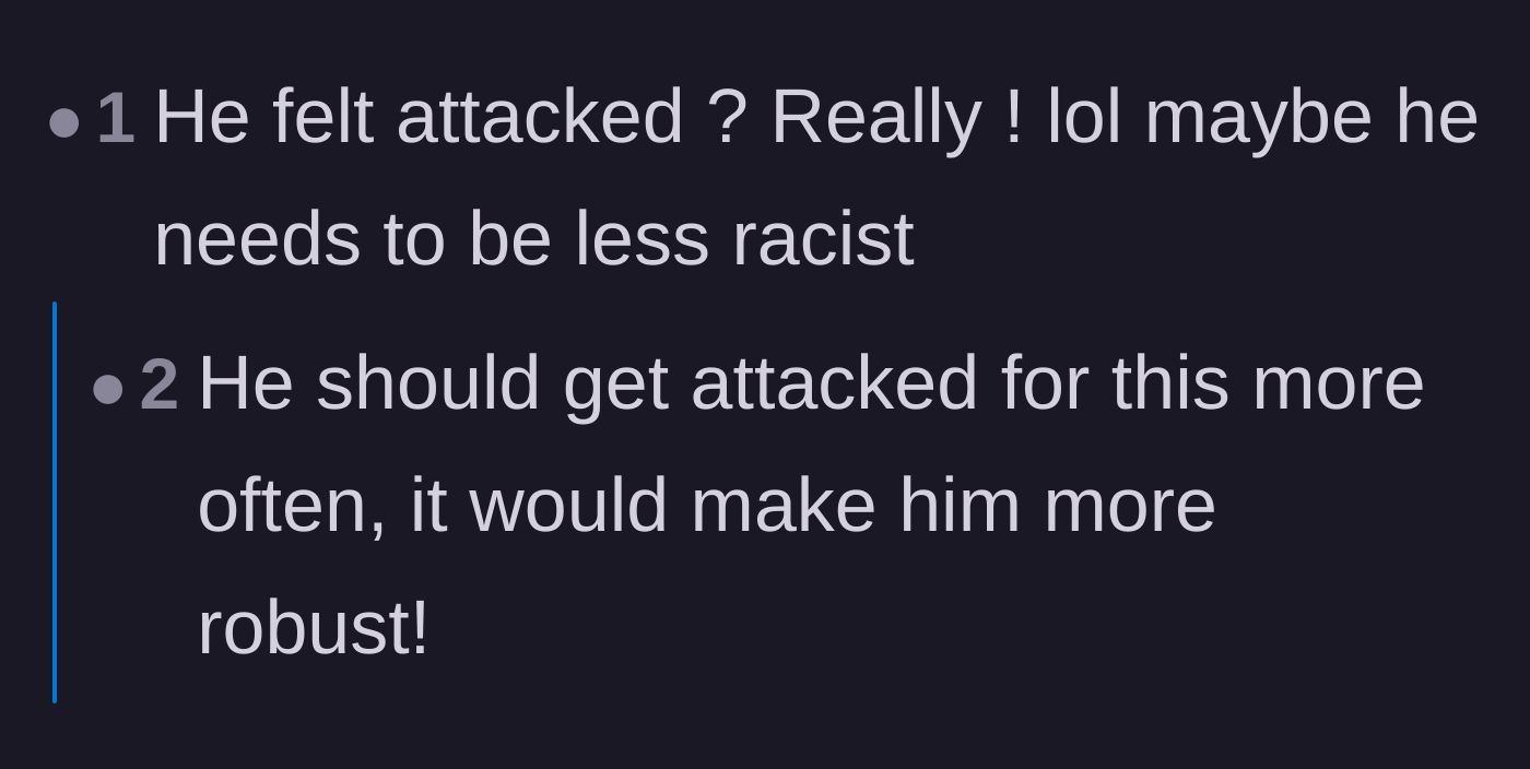 Comment thread 3 - Users mocking the stepdad's claim of feeling attacked and suggesting he needs to experience consequences more often.