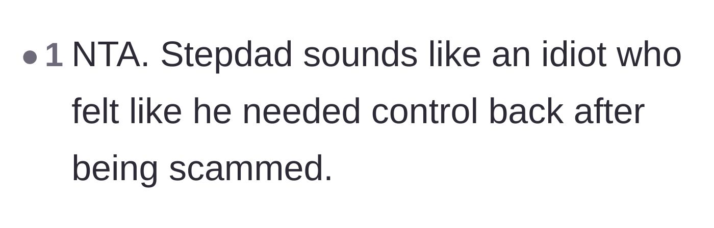 Comment thread 6 - A theory that the stepdad lashed out with racism to regain a sense of control after recently being financially scammed.