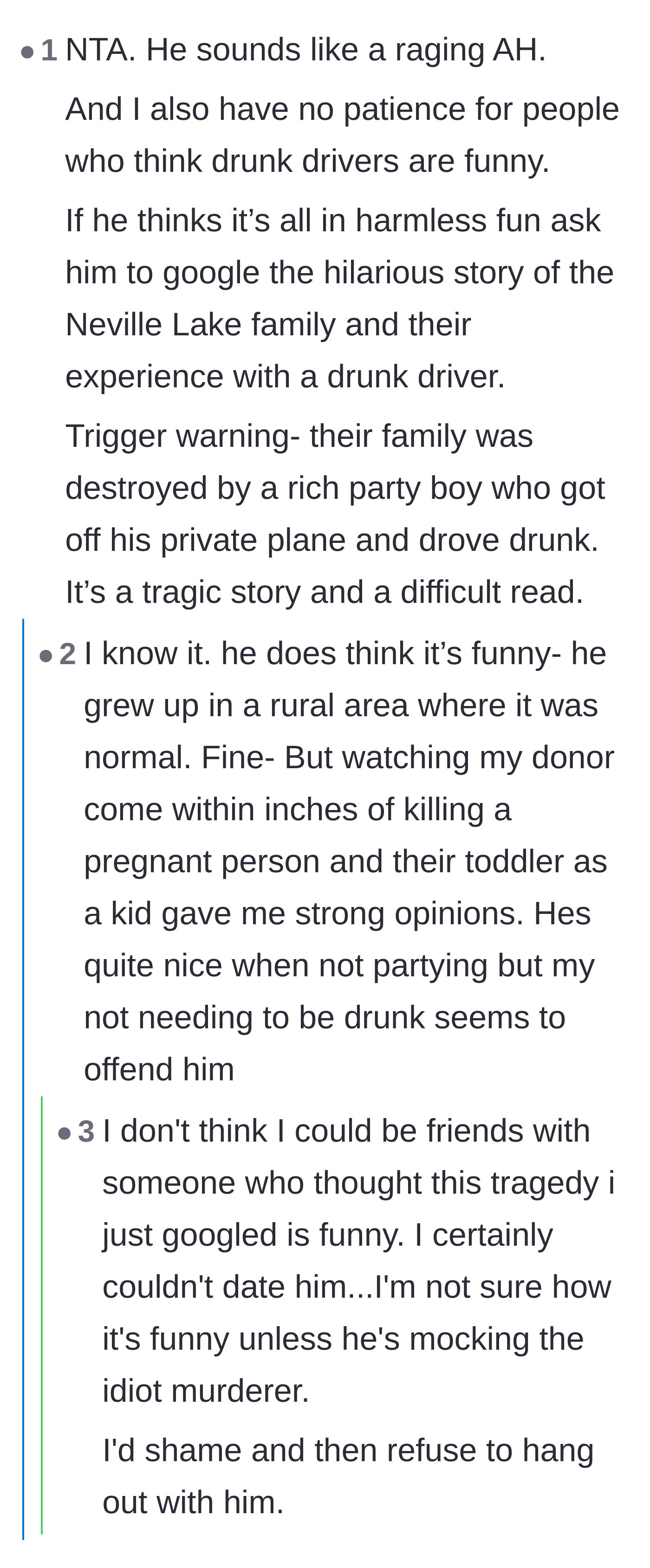 Comment thread 6 - Commenters pointing out that the boyfriend likely has an alcohol problem and questioning his supposedly nice persona.