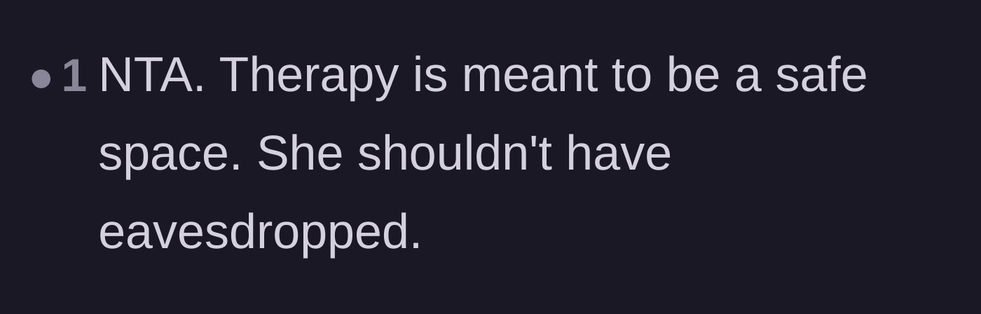Comment thread 2 - A brief statement declaring therapy a safe space that shouldn't be violated