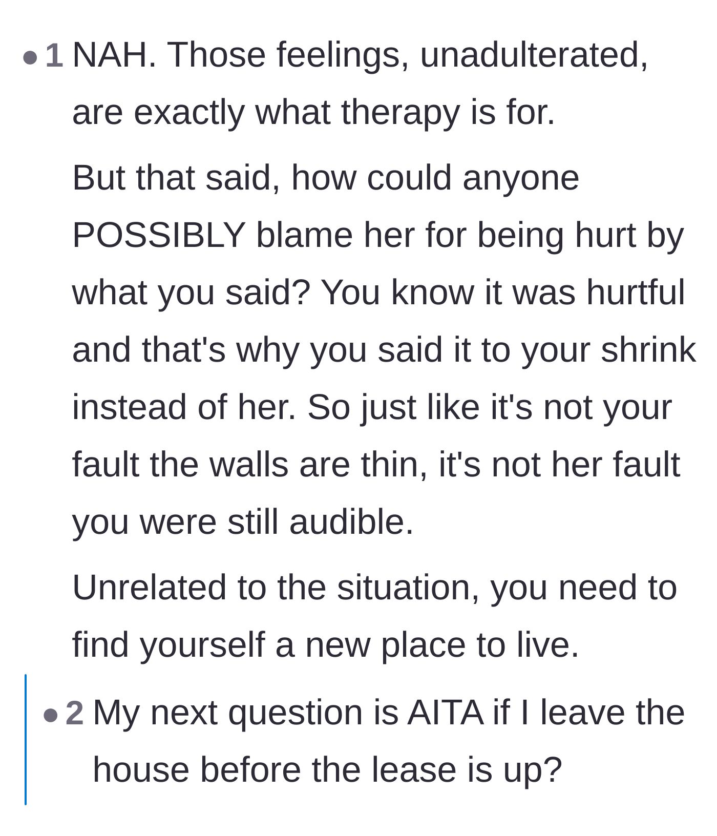 Comment thread 6 - A nuanced discussion validating both the roommate's hurt feelings and the narrator's right to privacy
