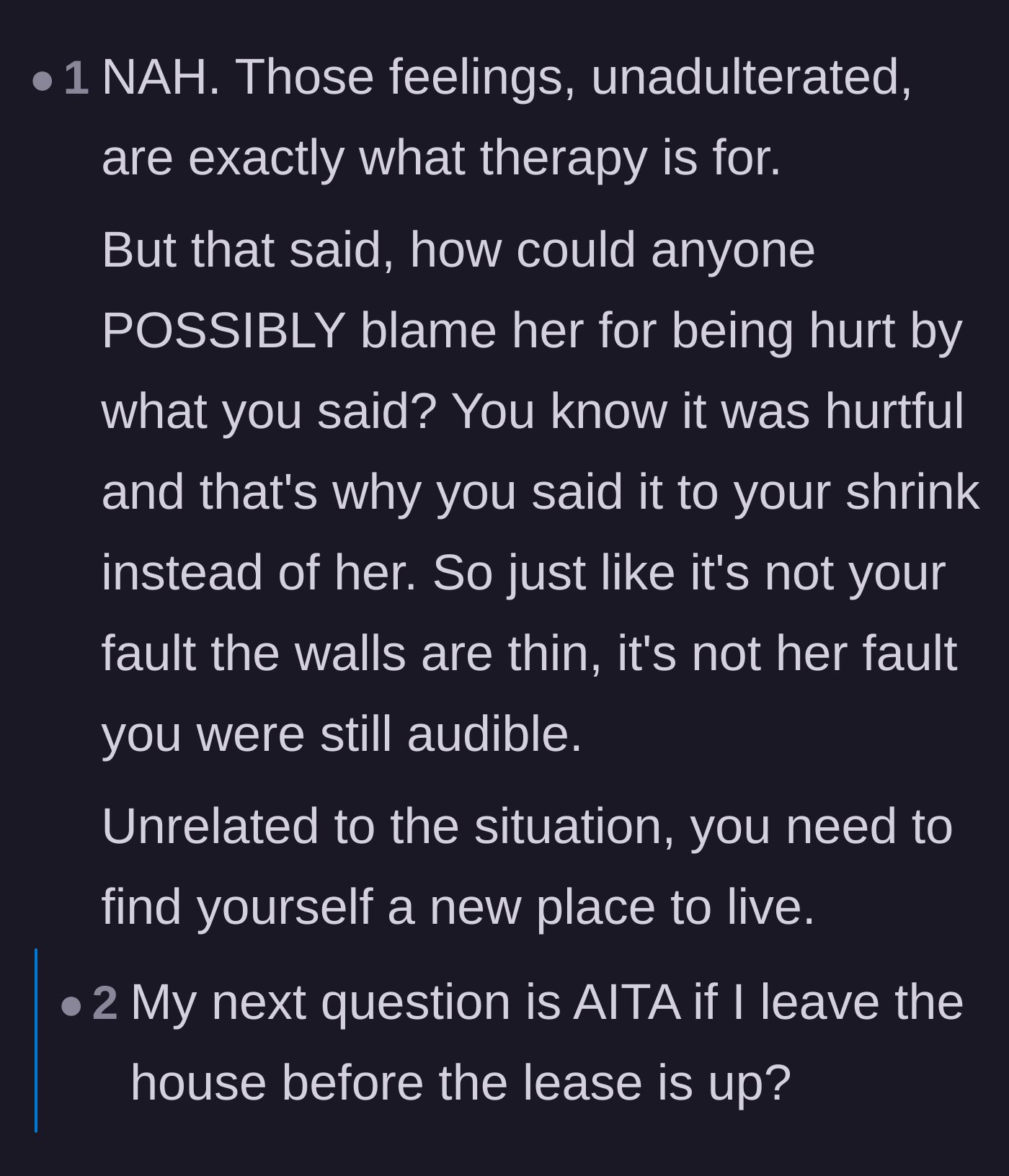Comment thread 6 - A nuanced discussion validating both the roommate's hurt feelings and the narrator's right to privacy