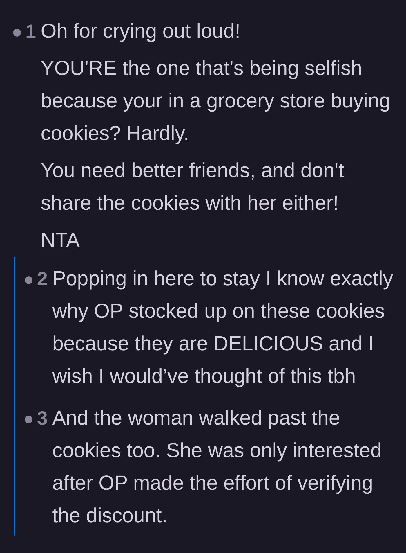 Comment thread 2 - Calling out the friend's bad take and highlighting the stranger's delayed interest.