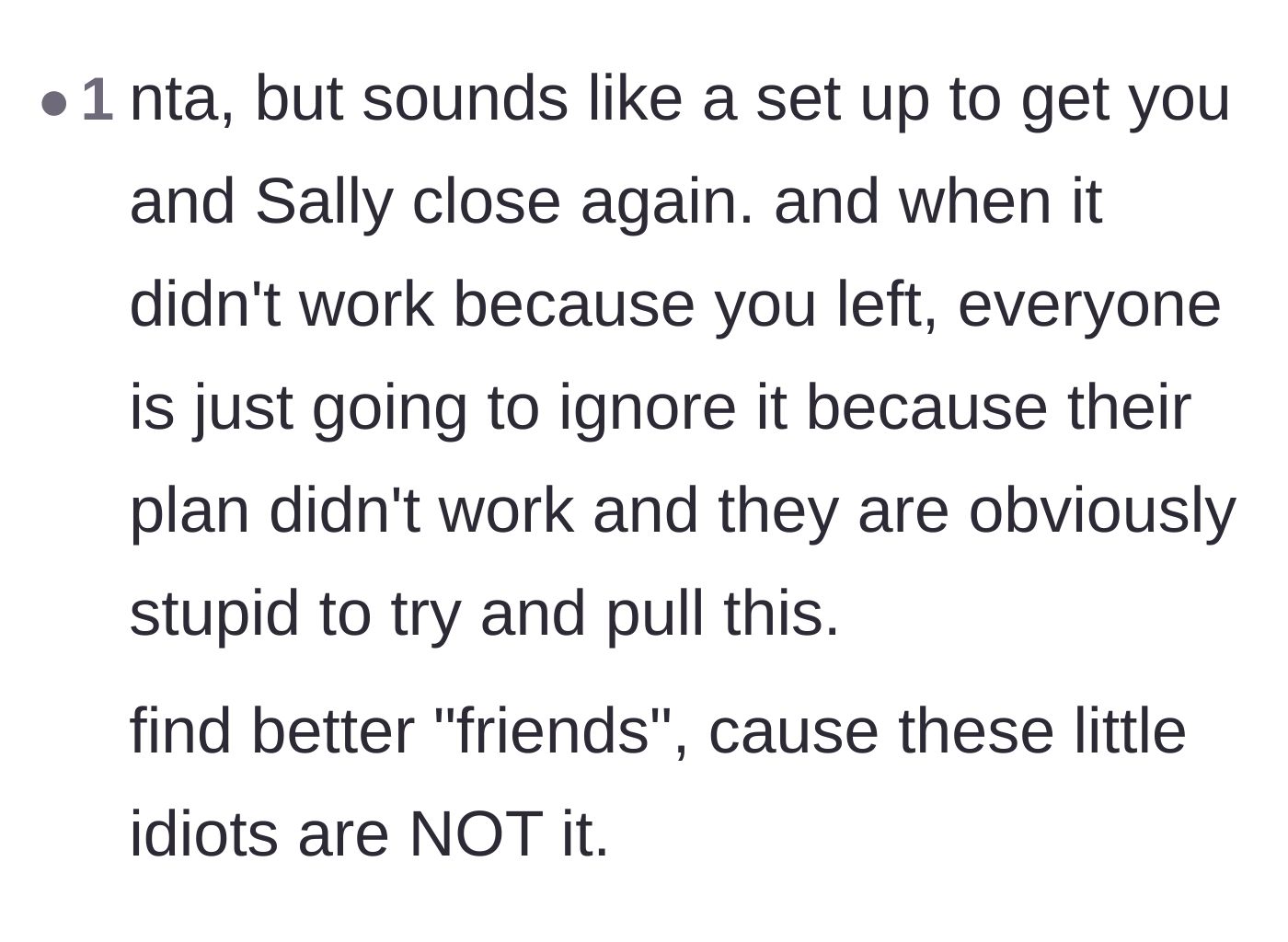 Comment thread 6 - Speculation that the secret invite was a failed trap to force the exes back together.