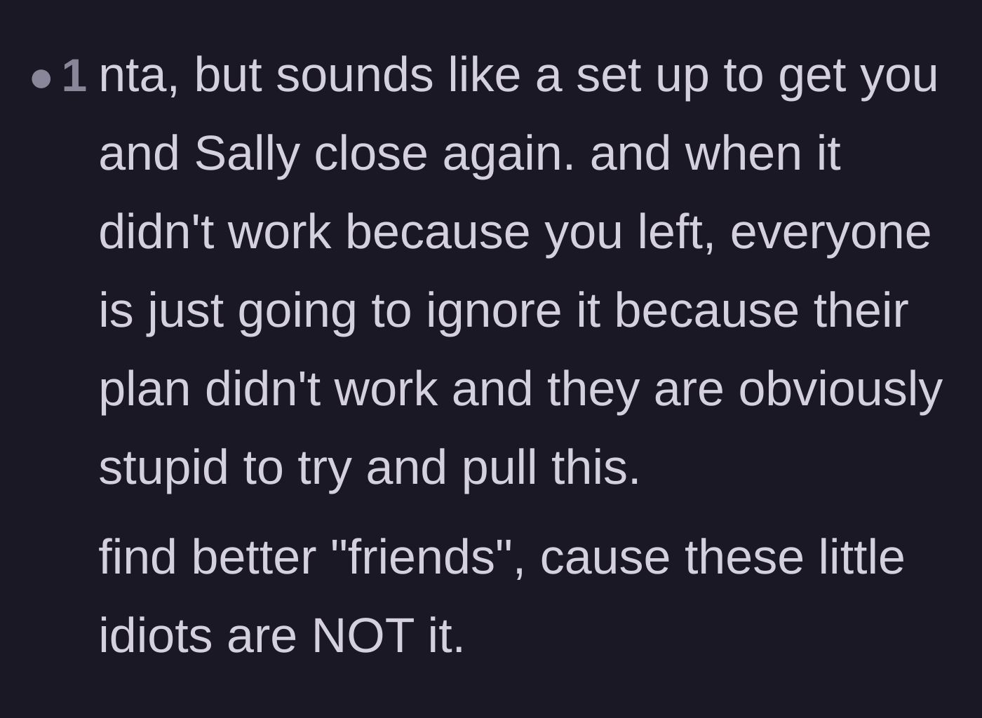 Comment thread 6 - Speculation that the secret invite was a failed trap to force the exes back together.