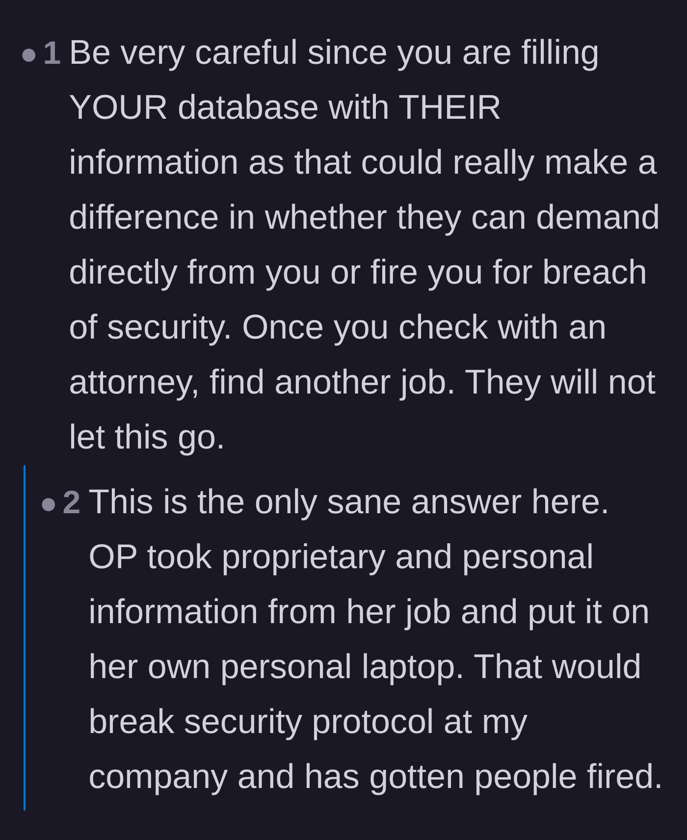 An IT professional warning about the severe legal and security risks of putting live donor data on a personal laptop.