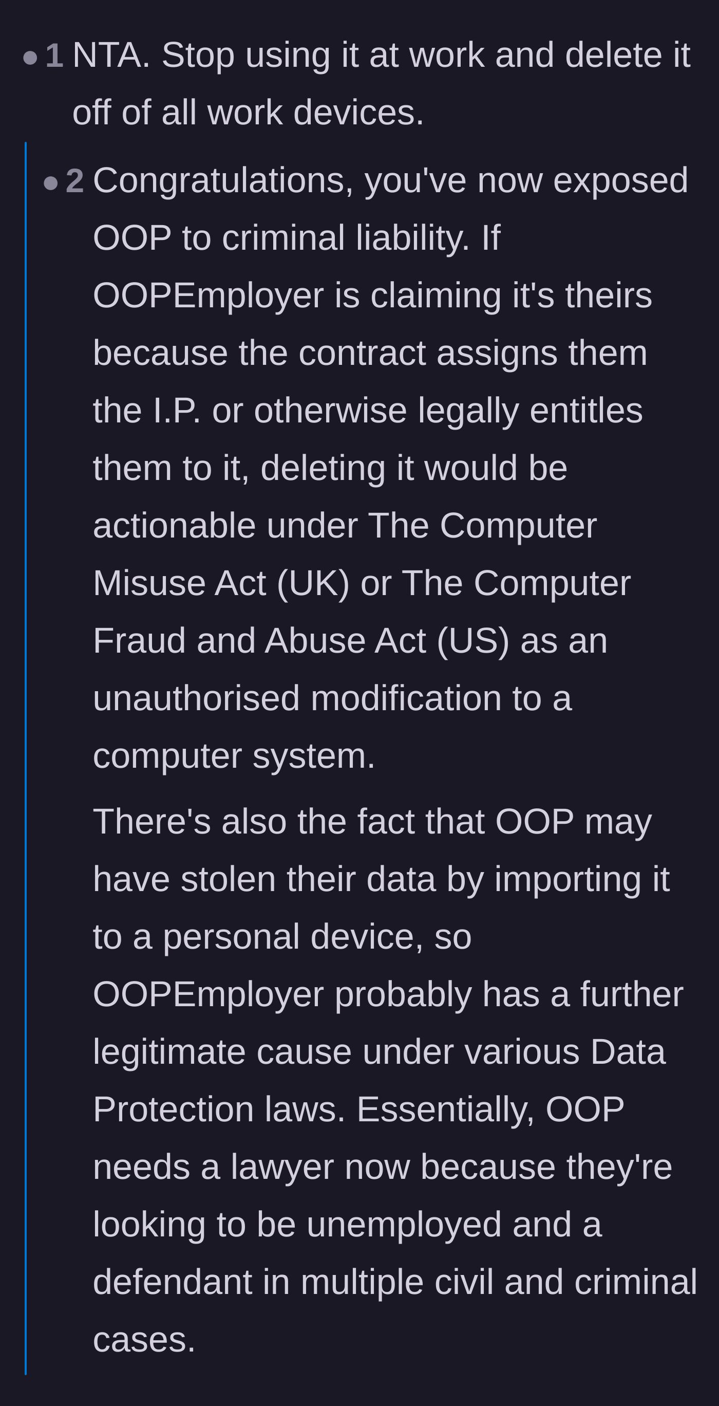 A stark warning that deleting the system now could trigger criminal liability under computer fraud and data protection laws.