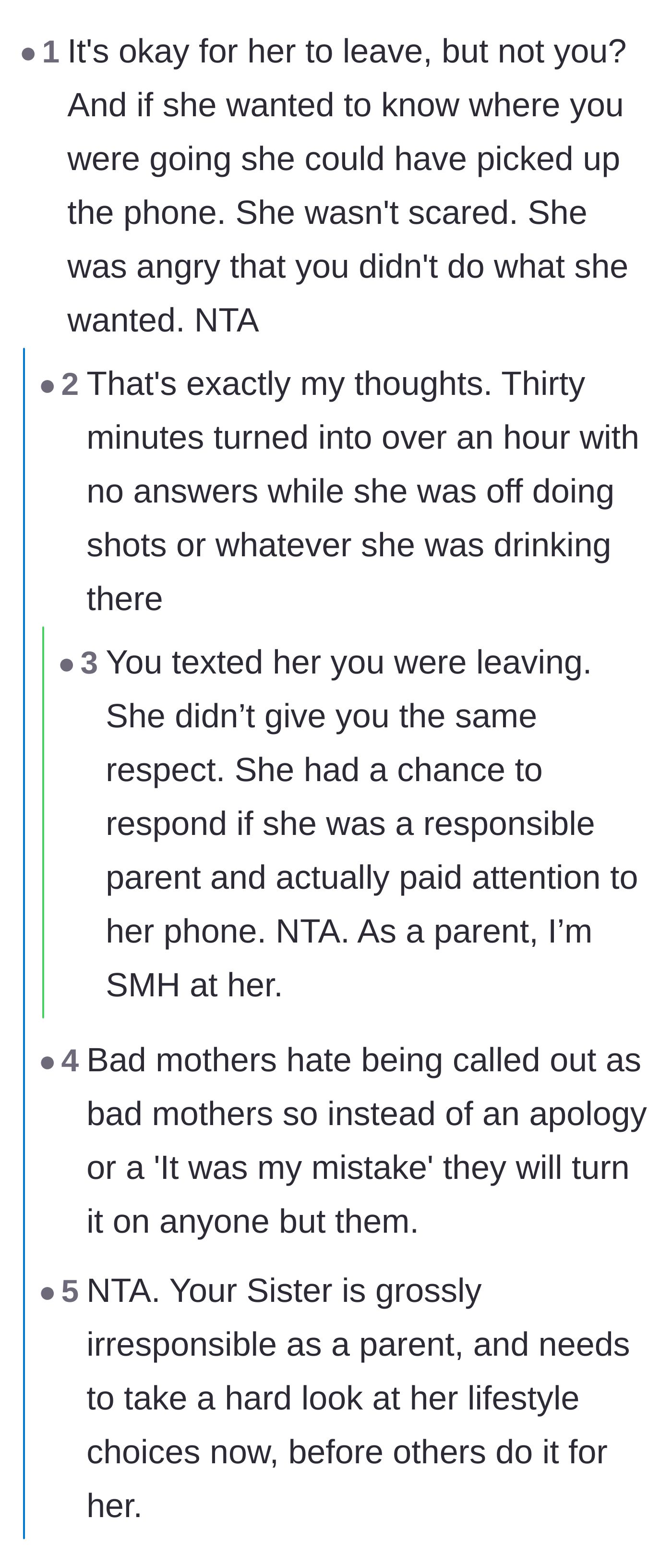 Comment thread 1 - Readers calling out the sister's blatant hypocrisy and questioning her ability to safely drive after doing shots.