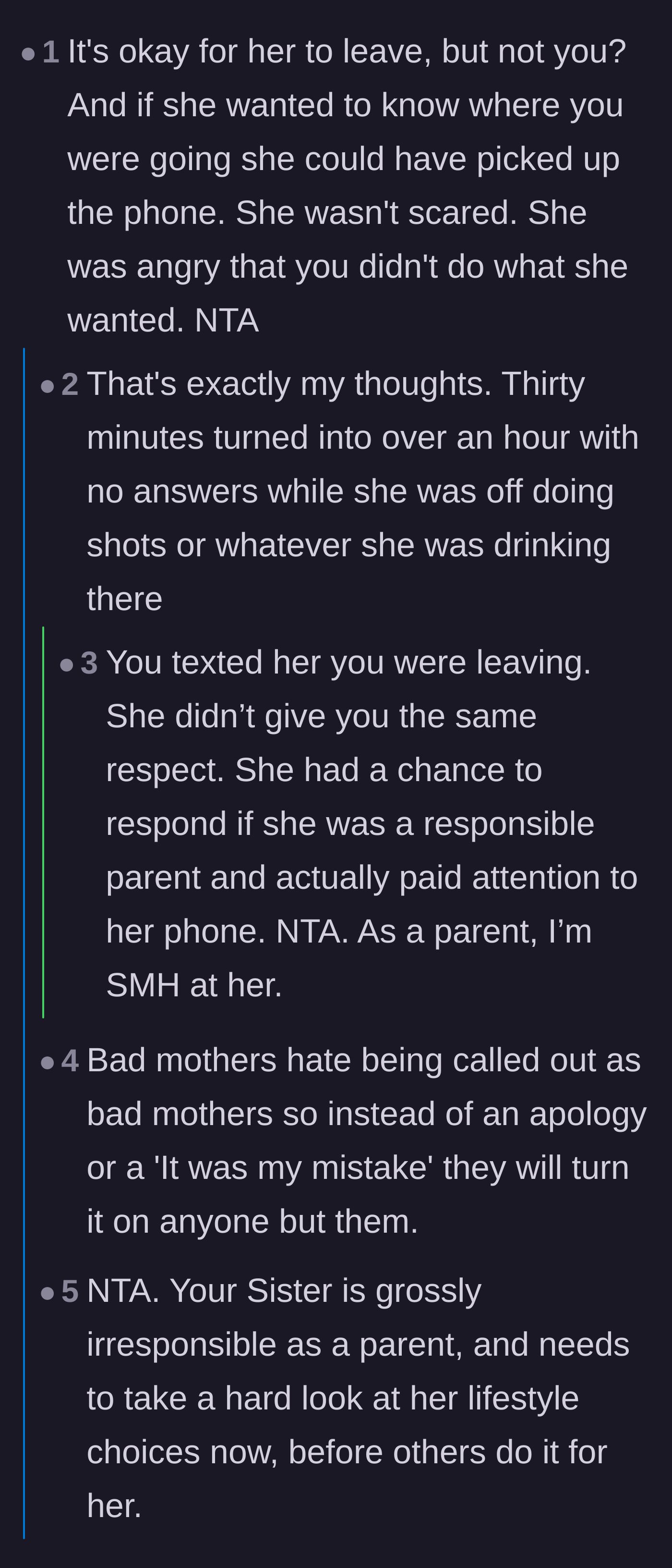 Comment thread 1 - Readers calling out the sister's blatant hypocrisy and questioning her ability to safely drive after doing shots.