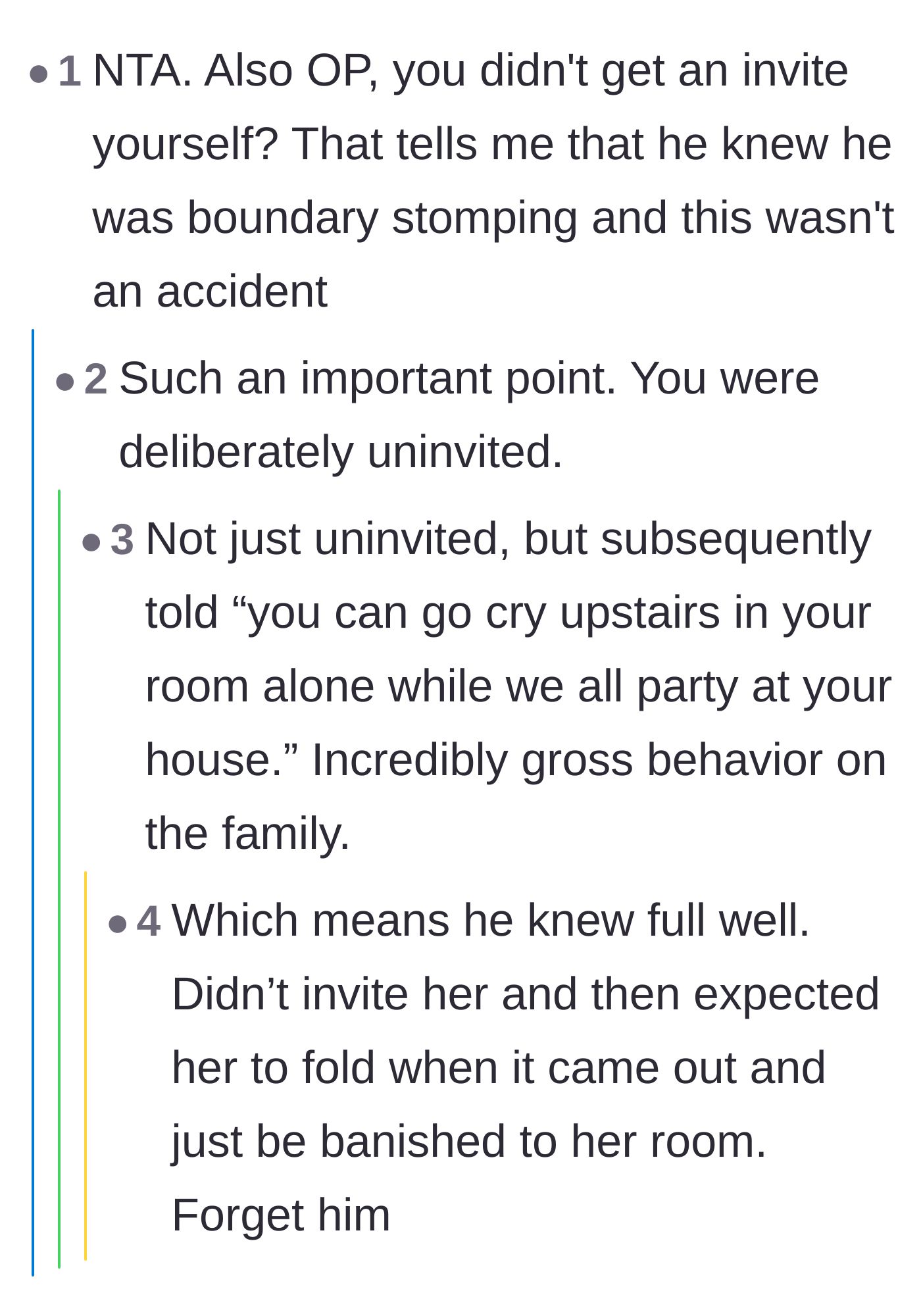 Comment thread 3 - Pointing out that the homeowner wasn't even invited to the party happening in her own house.