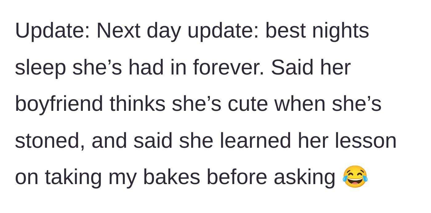 Story part 6 - The next day, the sister admits she had great sleep, her boyfriend found it cute, and she learned her lesson.
